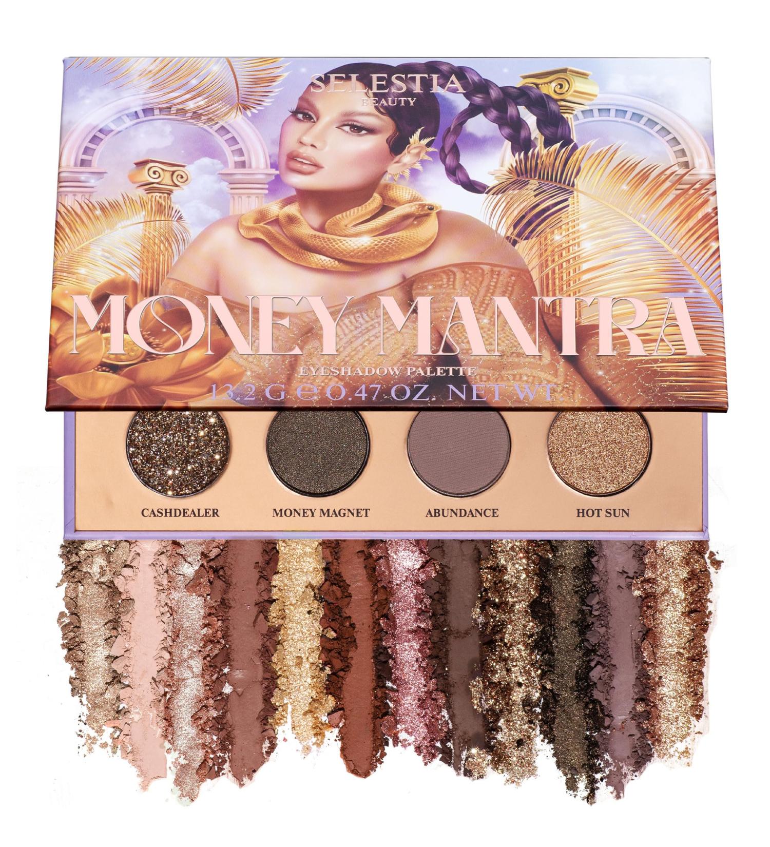 Buy Makeup Eyeshadow Palette Money Mantra - 12 Blendable Shades High Pigment Matte & Glitter Finishes - International Shipping Available - Buy Online on GoSupps.com