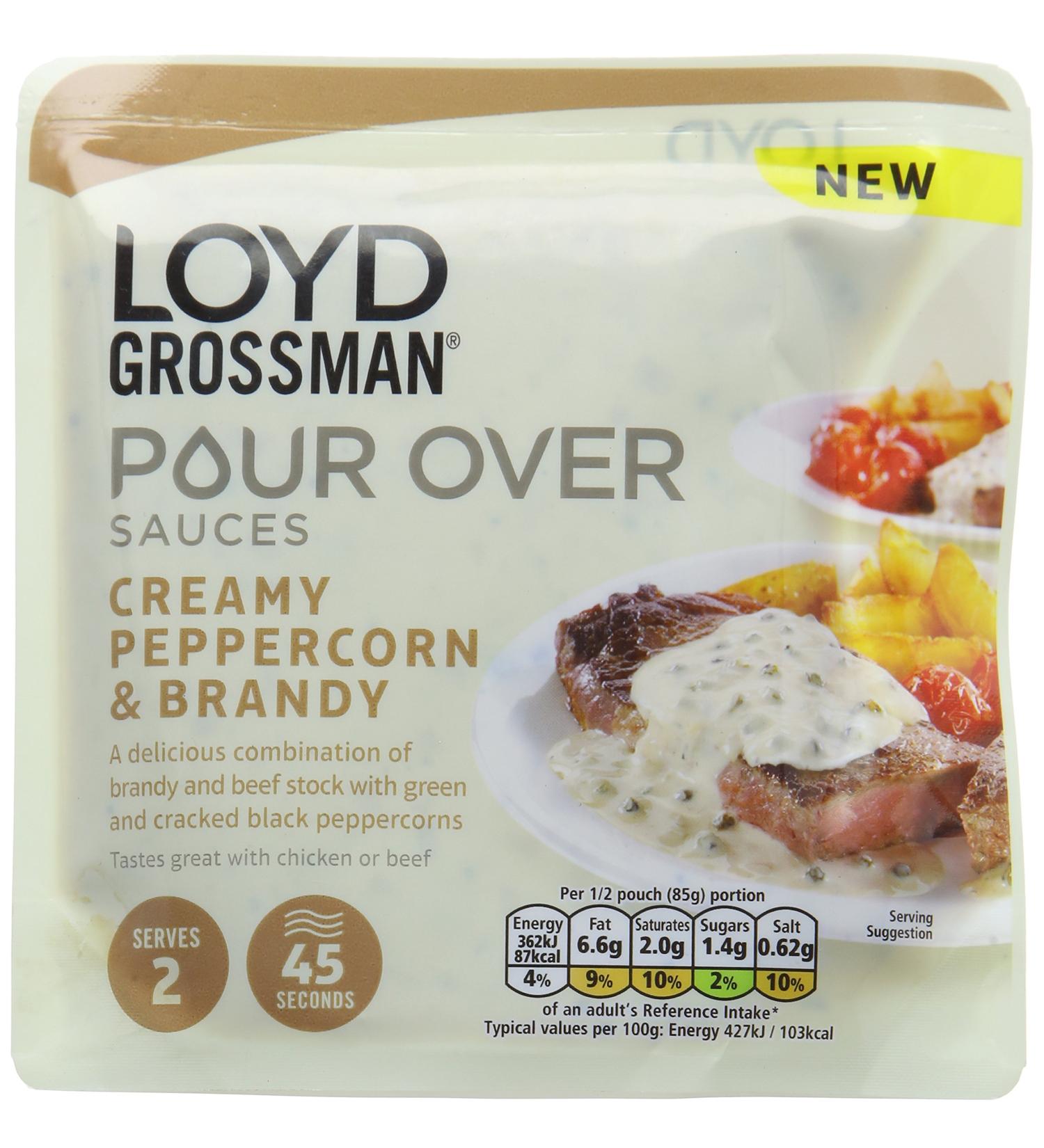 Loyd Grossman Peppercorn Sauce 170g - Rich and Flavorful Sauce for Steak and More - Buy Online on GoSupps.com
