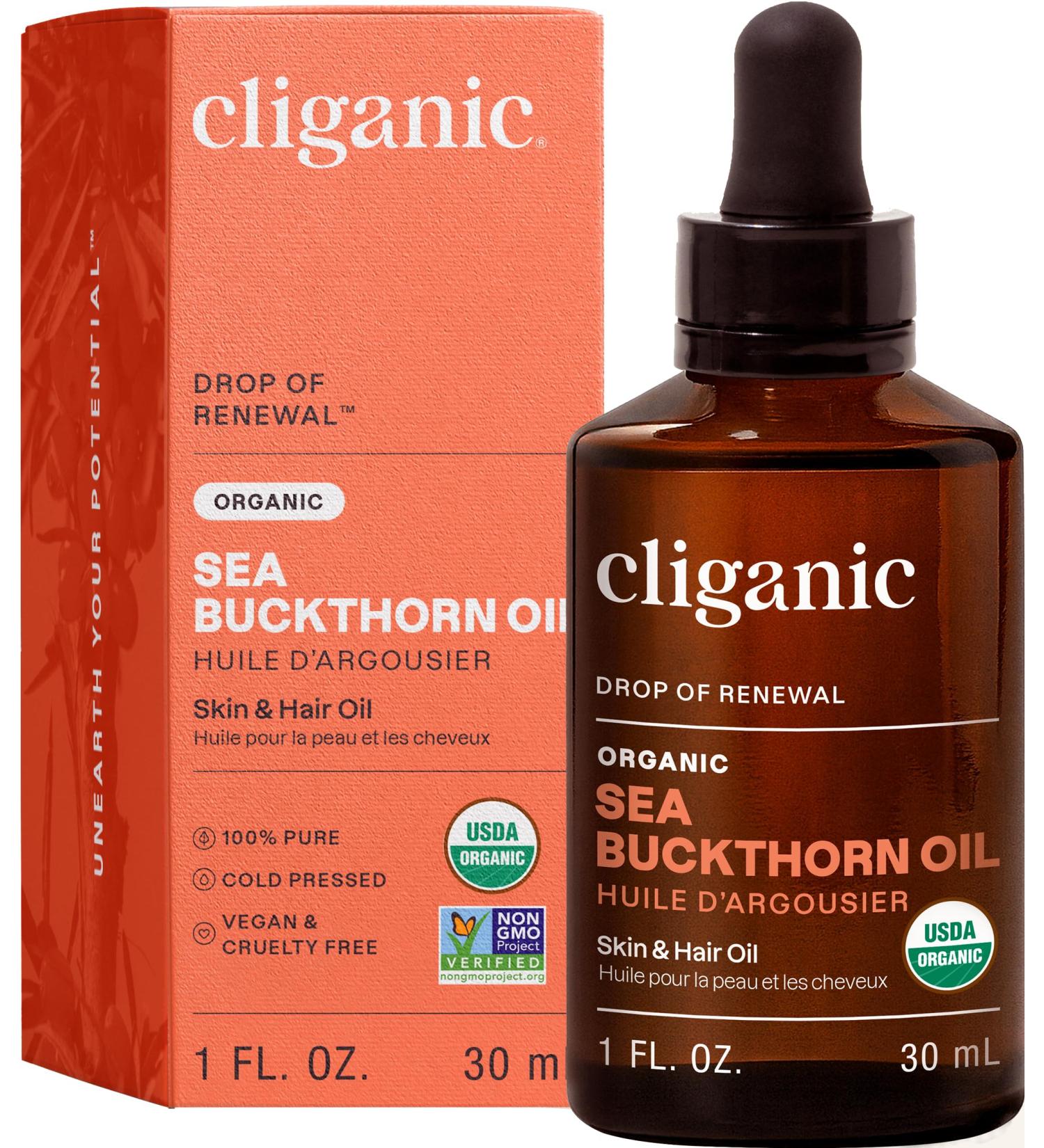 Cliganic Organic Sea Buckthorn Oil 100% Pure - for Skin & Face Cold Pressed