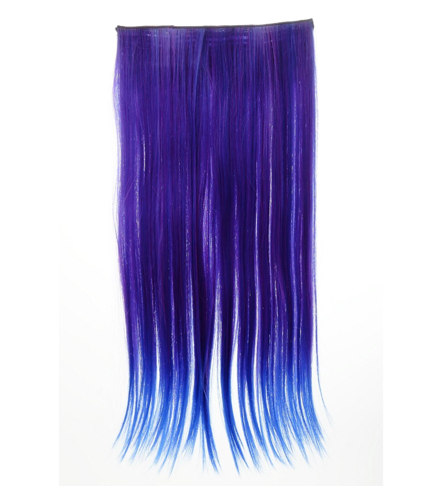 WIG ME UP - 25x60 cm Wide Hair Part Extension - Neon Violet & Blue Clip-In 5 Clips - Colorful Two-Tone Hair Extension for Vibrant Styles - Buy Online on GoSupps.com