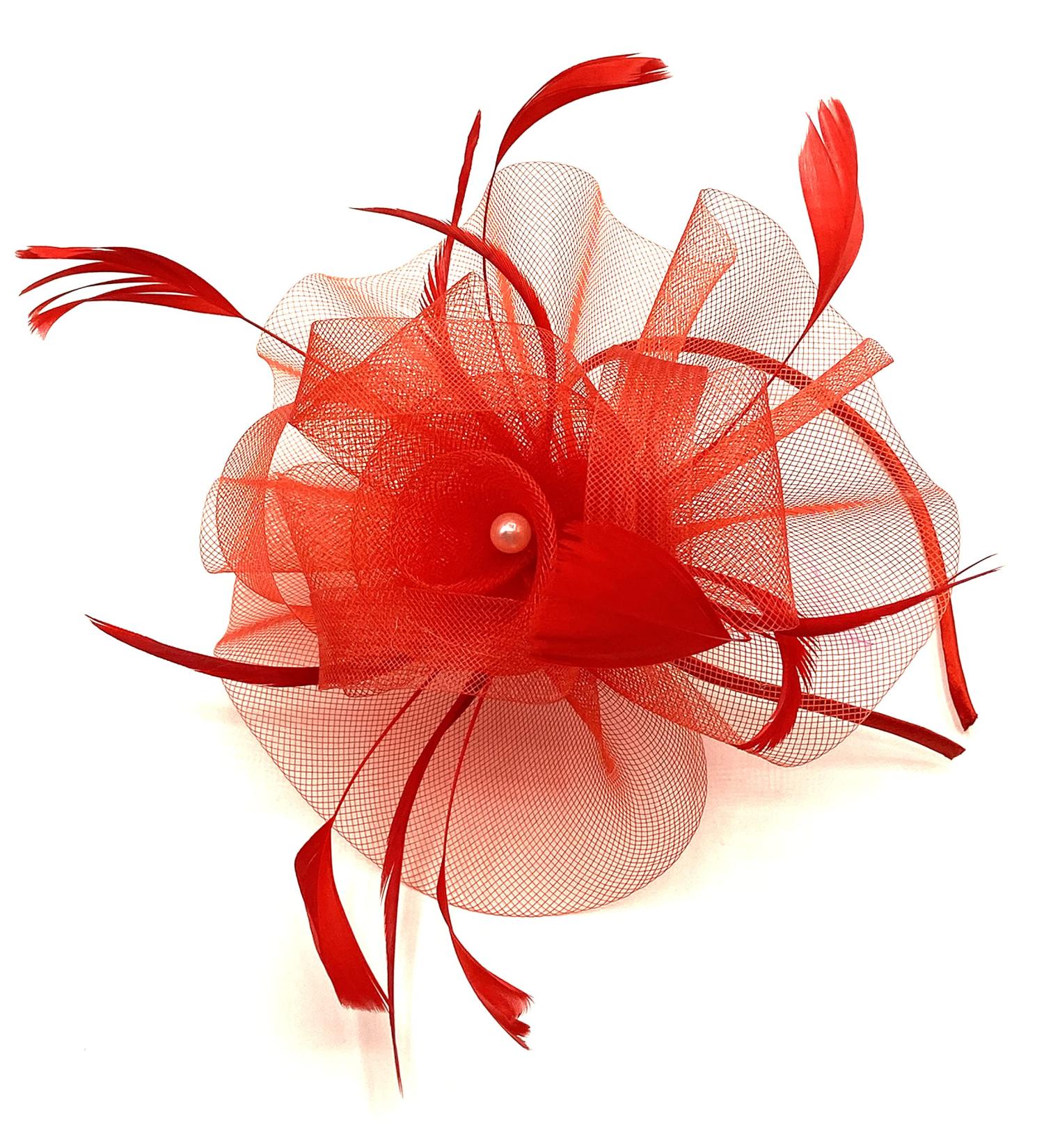 Ladies Large Feather Aliceband Fascinator Weddings Races Royal Ascot Headband (Red) - Buy Online on GoSupps.com
