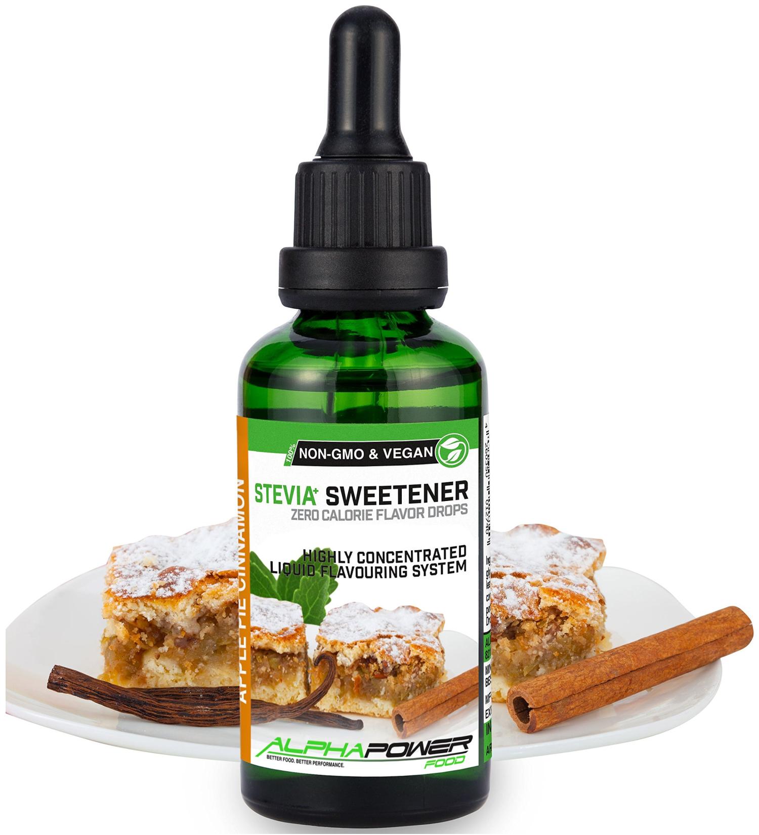 Alphapower Food Stevia Flavor Drops | 100% Natural Liquid Aroma & Sugar Substitute for Desserts Smoothies Muesli & More - White Chocolate Butter Biscuit Apple Pie Chocolate Cookie Cheesecake - Buy Online on GoSupps.com