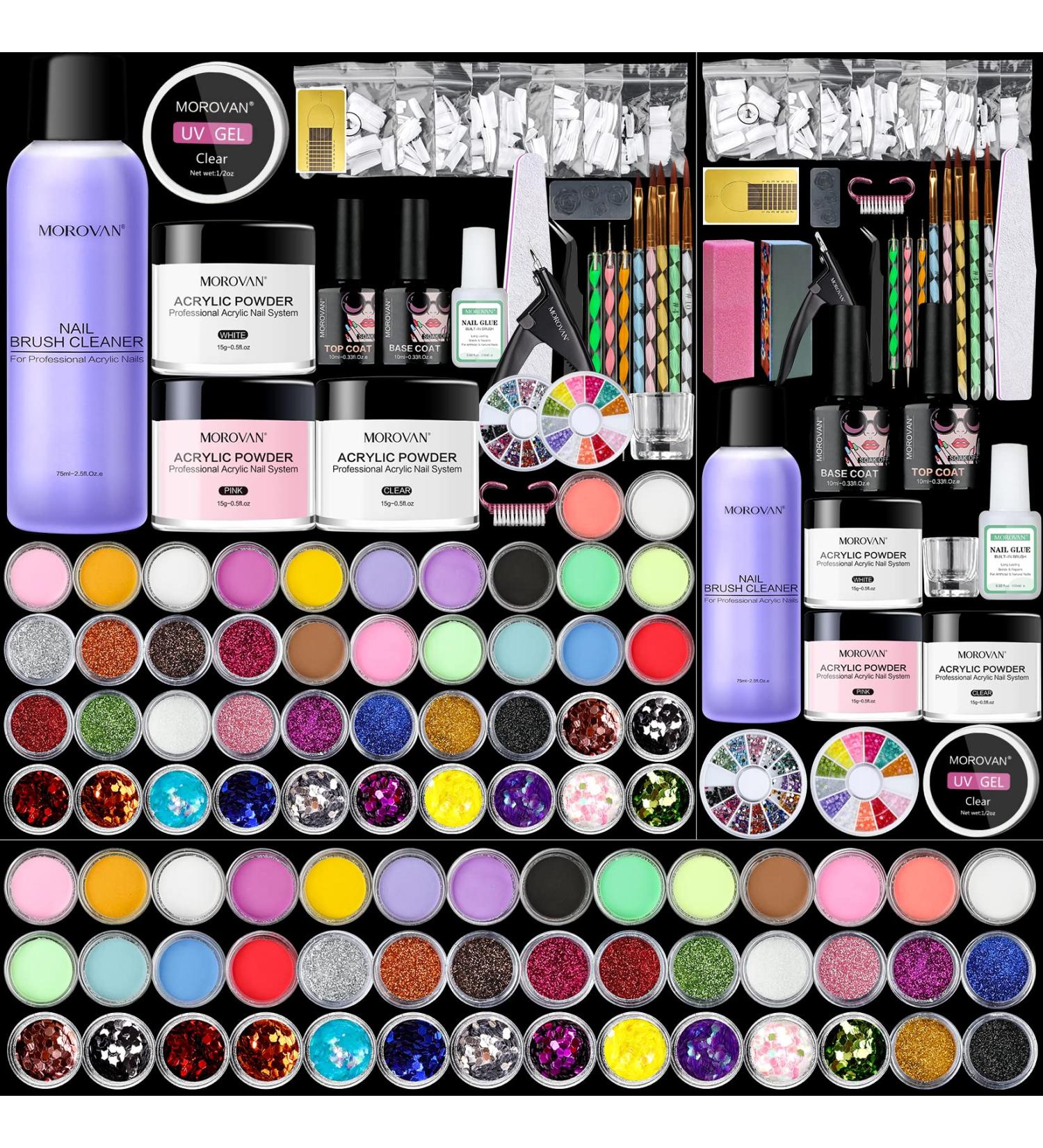 Morovan Acrylic Nail Kit - 3 Colors Powder with Nail Art Supplies for Beginners - Buy Online on GoSupps.com