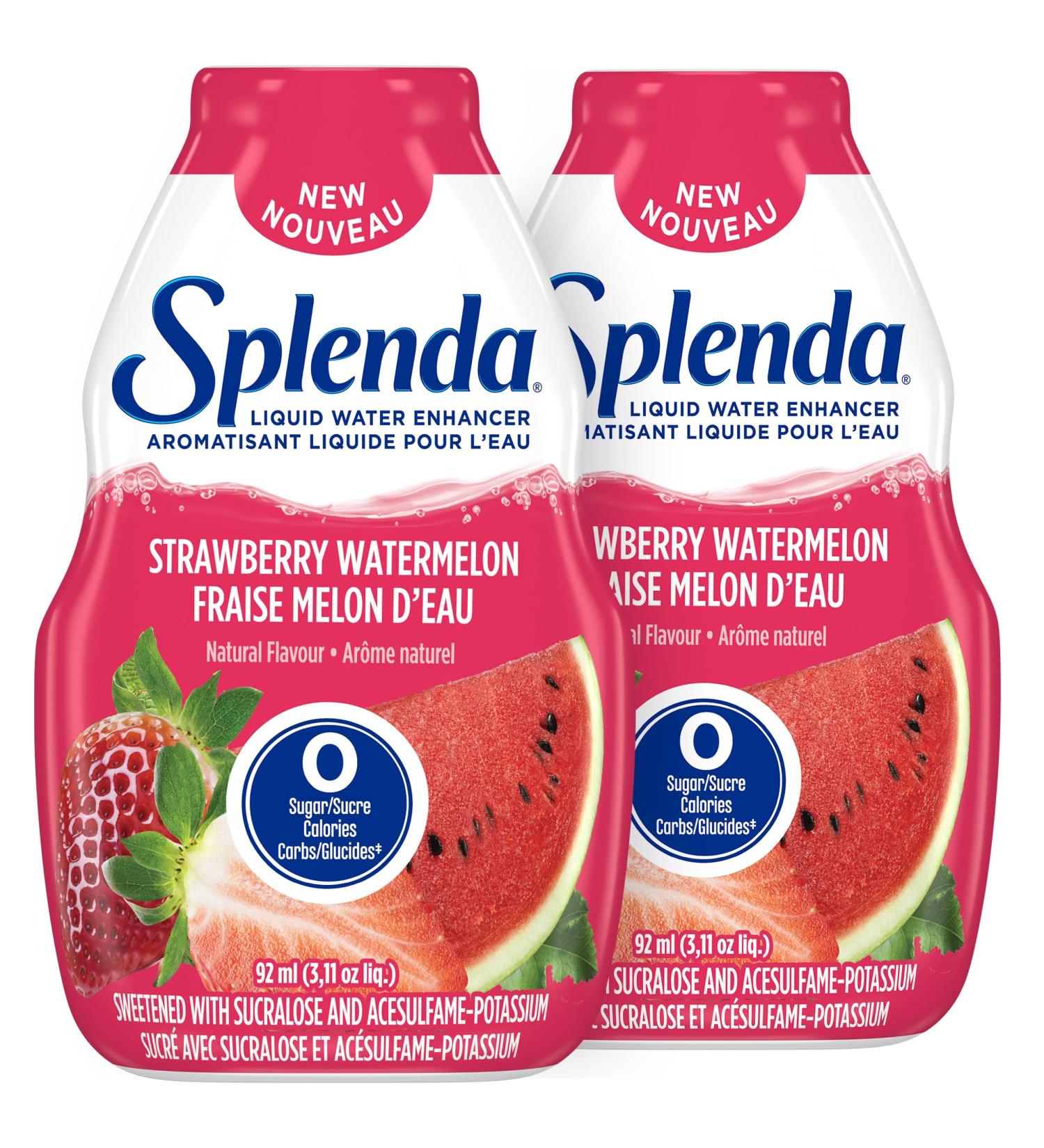 SPLENDA Liquid Water Enhancer Drops Strawberry Watermelon Flavor Sugar Free Concentrated Drink Mix 92mL Bottle (Pack of 2) Strawberry Watermelon 92 ml (Pack of 2) - Buy Online on GoSupps.com