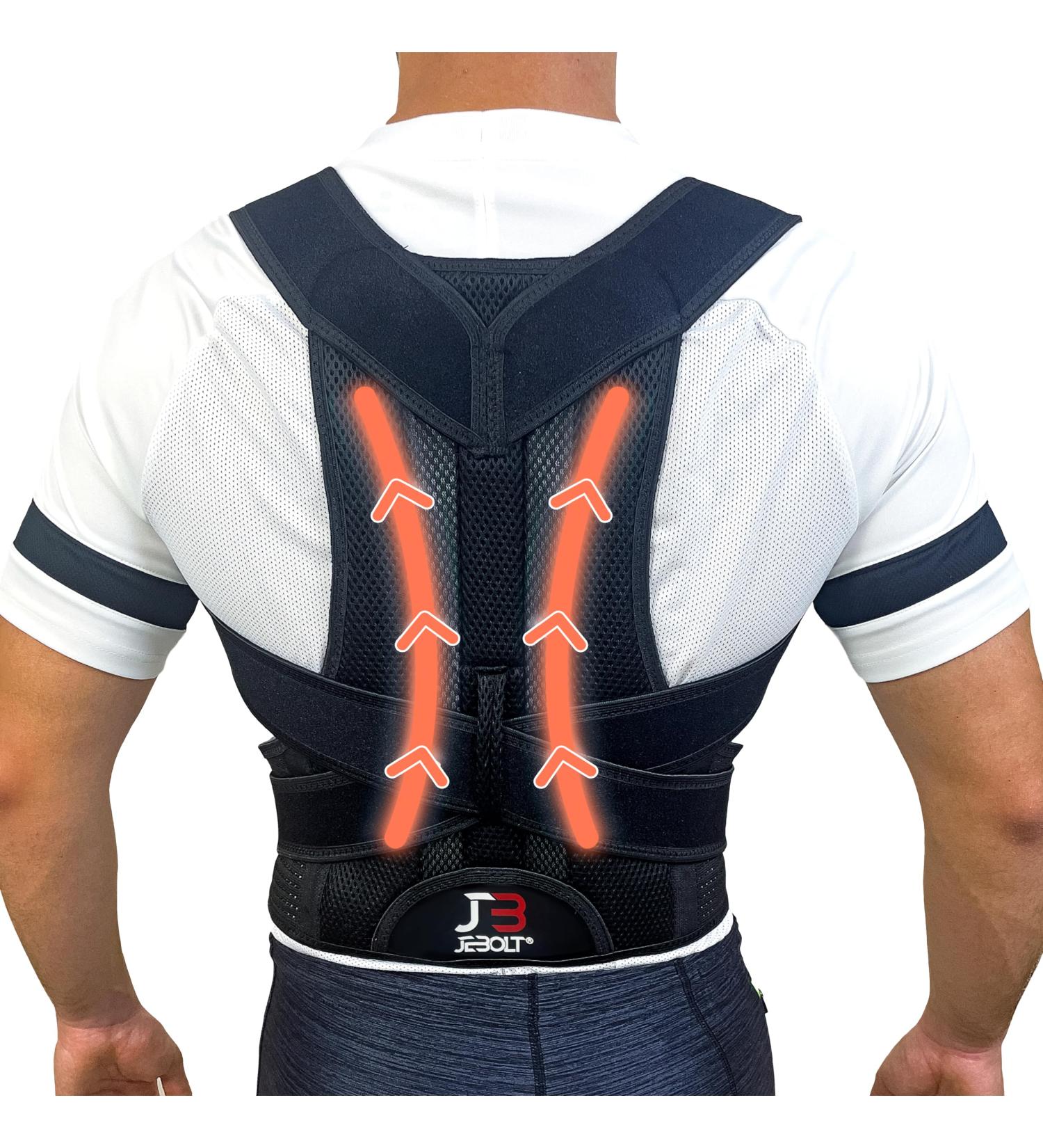 Jebolt Back Straightener | Height Adjustment & Posture Correction for Men & Women | XL Shoulder Belt & Lumbar Support for Back Pain Relief - Buy Online on GoSupps.com