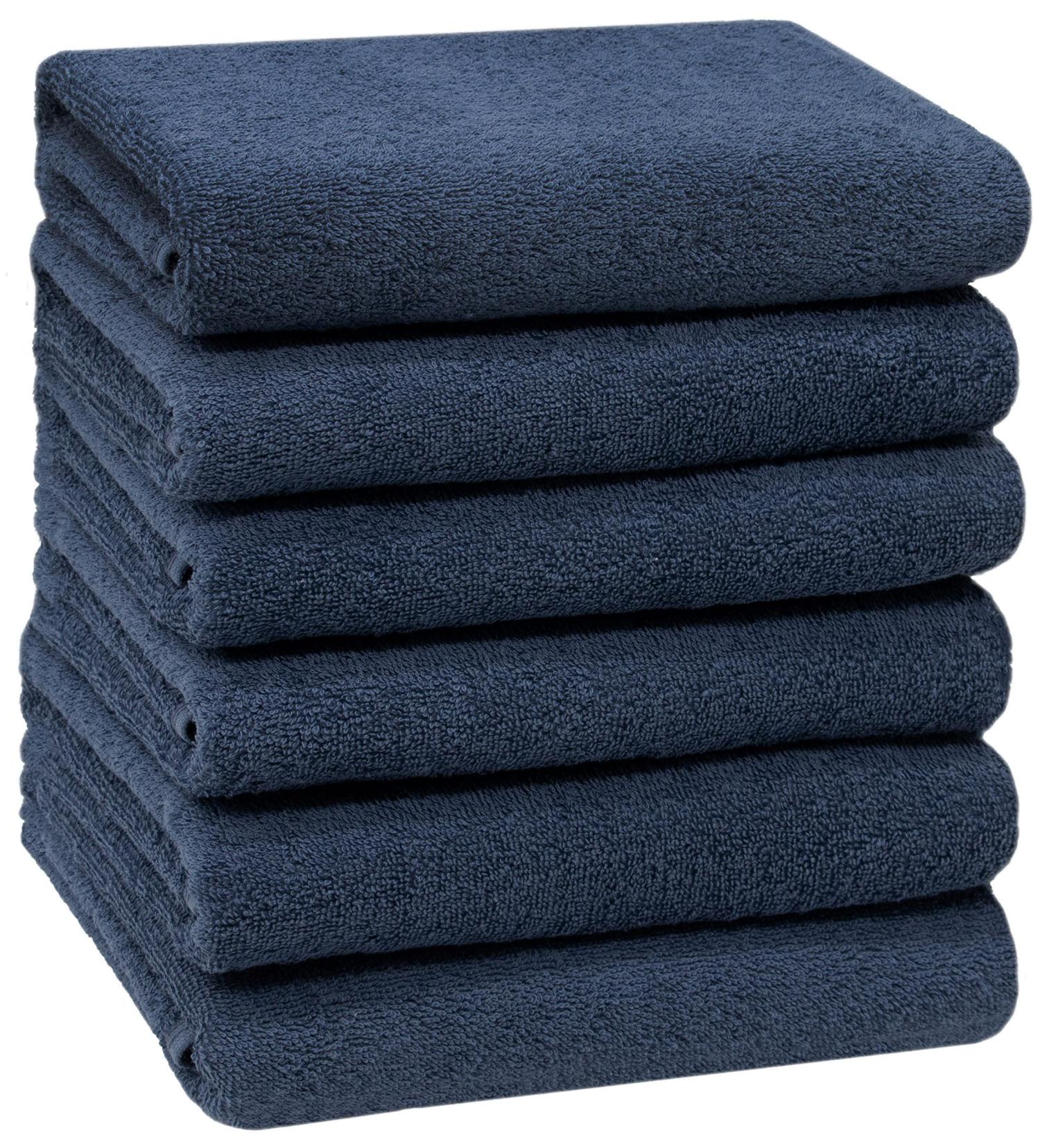 Buy Custom 6 Set Dark Blue Bath Towels - 50x100 cm Suction Soft & Strong Hotel Quality - Washable up to 60 C - Practical Hanger Included - Buy Online on GoSupps.com