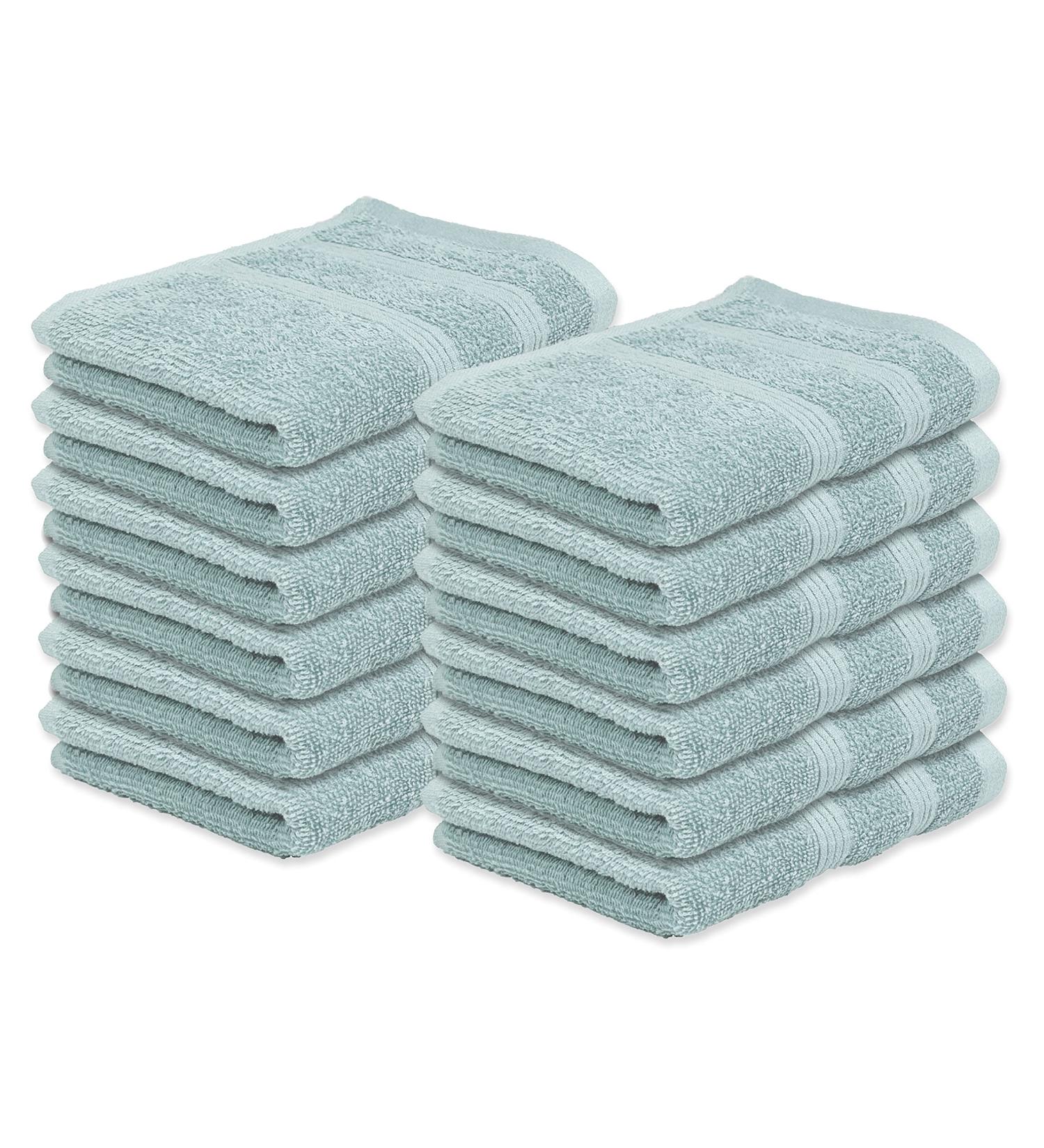 Kaufman Premium Washcloth Set of 12 - 100% Cotton, 13x13 Inches, Highly Absorbent and Ultra Soft - Aqua 12 Pack for Bathroom, Spa, Gym & Face Towel - Buy Online on GoSupps.com
