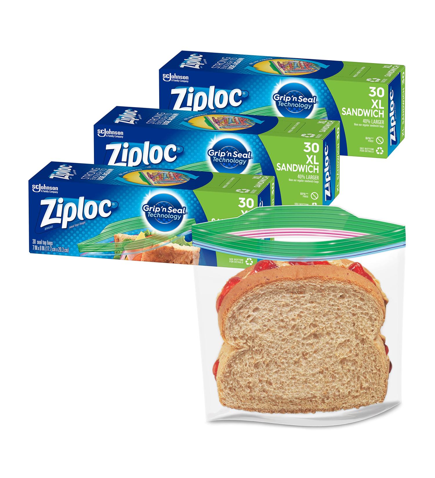 Ziploc Sandwich and Snack Bags with Grip 'n Seal Technology for On-the-Go Freshness - 90 Count - Buy Online on GoSupps.com