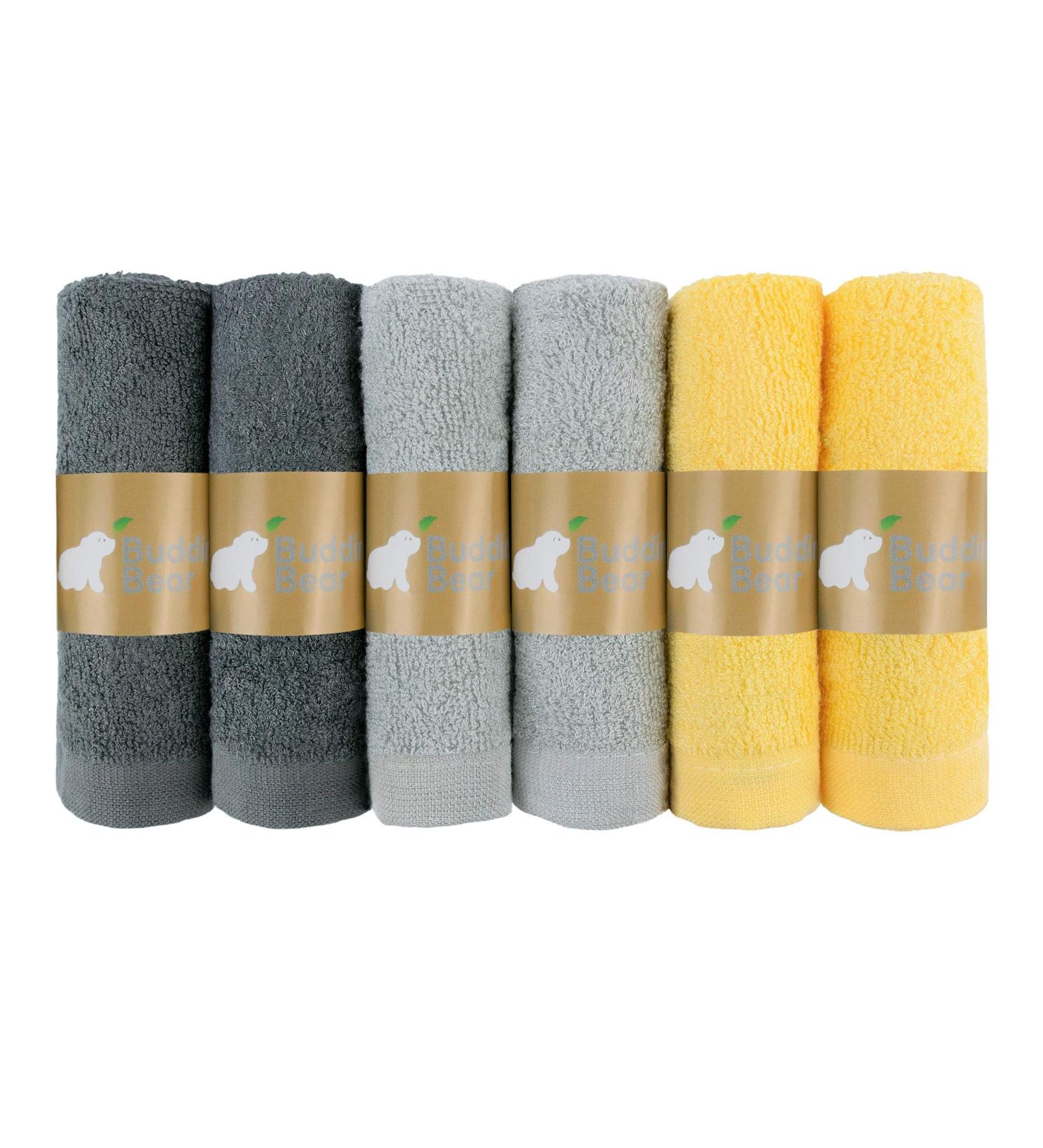 Budding Bear Baby Washy Bamboo Washcloths | 100% Organic Cotton & Bamboo | Hypoallergenic & Absorbent | Chemical-Free & Plastic-Free | Unisex Baby Care | 6-Piece Set - Buy Online on GoSupps.com