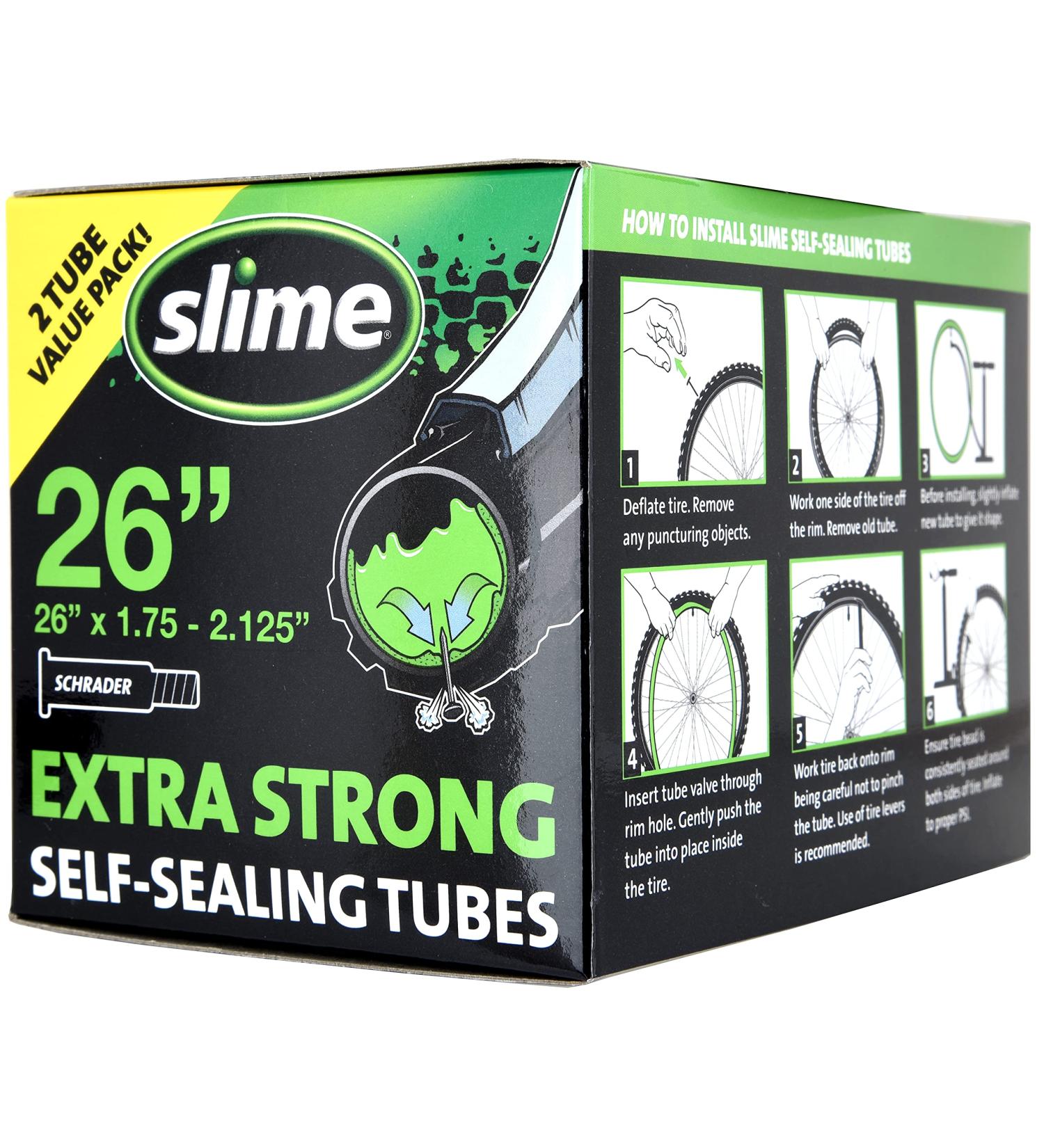 Slime 26in Schrader Bike Inner Tube with Puncture Sealant 2pk - Buy Online on GoSupps.com
