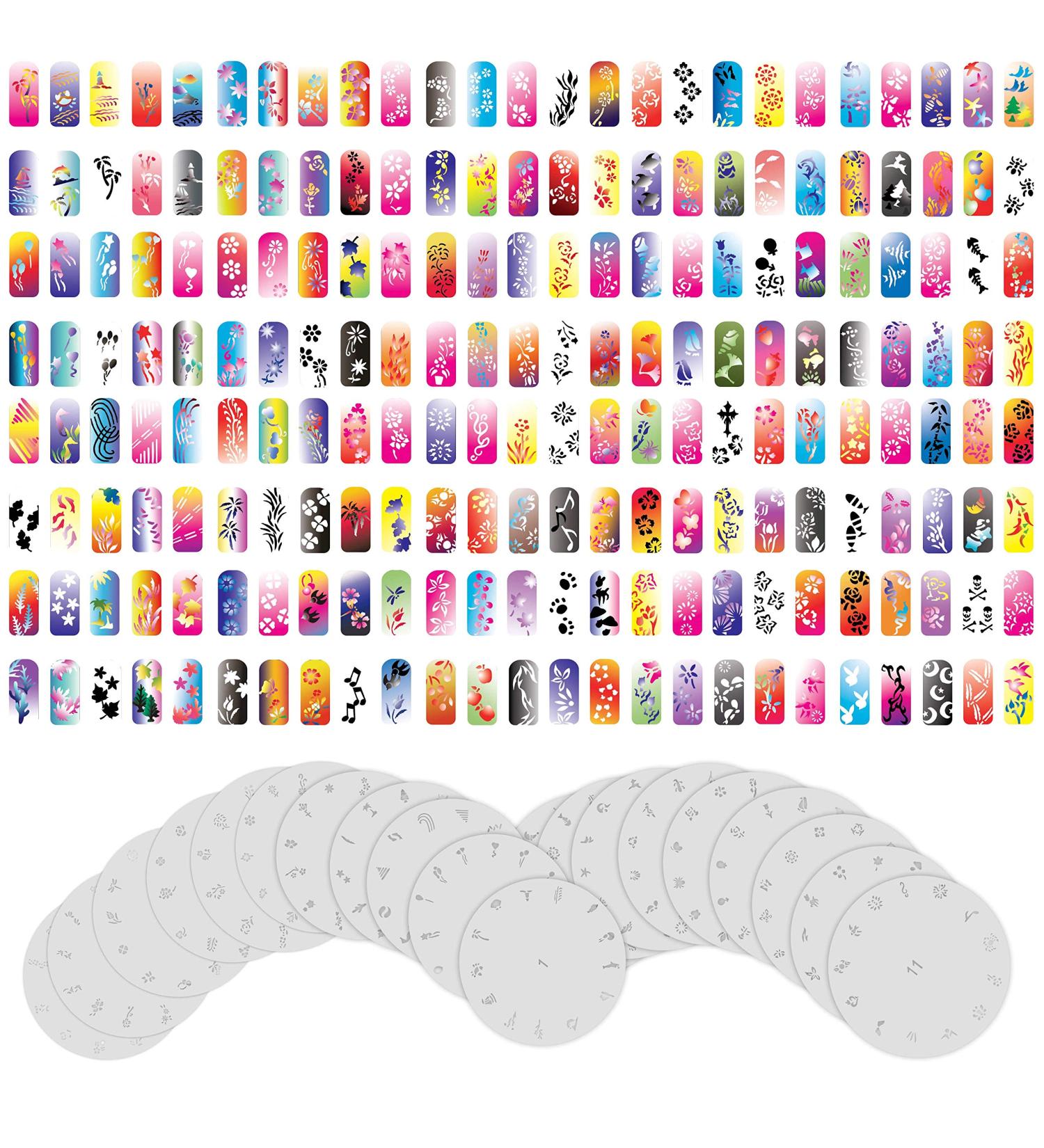 Custom Body Art Airbrush Nail Stencils - Design Series Set 1 - 260 Unique Designs - Buy Online on GoSupps.com