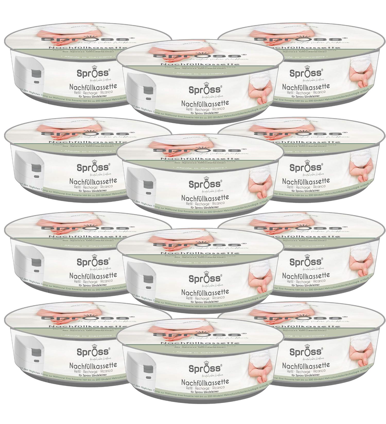 Spross Refill Cassettes for Diaper Pail - 12 Pack | Odor Protection & International Shipping - Buy Online on GoSupps.com