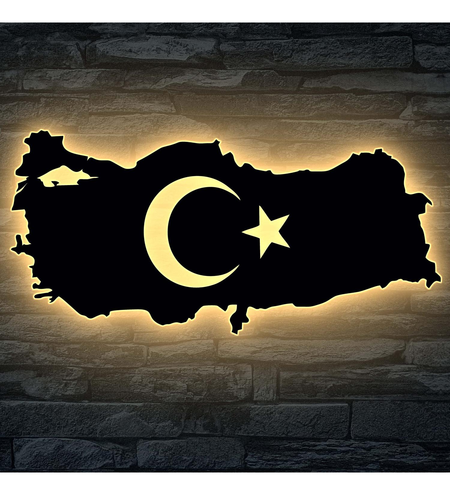 Turkey Night Light - LED Turkish Coat of Arms Emblem | Star & Crescent Moon MDF Decoration Gift for Friends' Birthdays - Buy Online on GoSupps.com