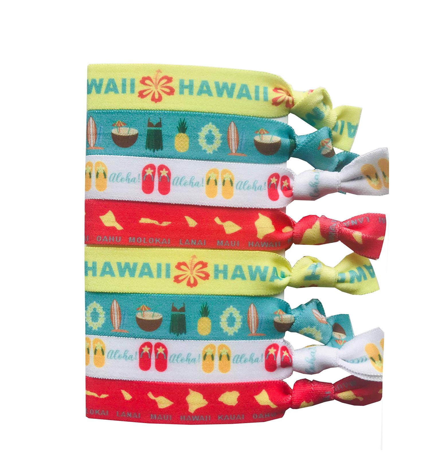 8 Piece Hawaiian Hair Ties - Hawaiian Accessories and Gifts for Aloha Style - Hawaii Islands Turquoise Hair Bands - Buy Online on GoSupps.com