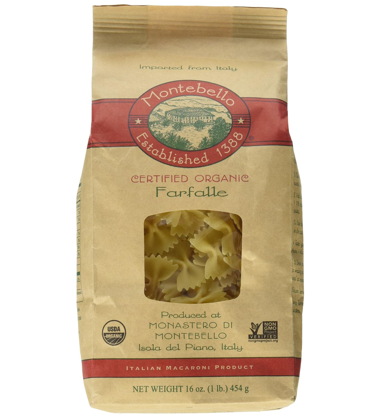 MONTEBELLO Organic Farfalle Pasta, 16 OZ