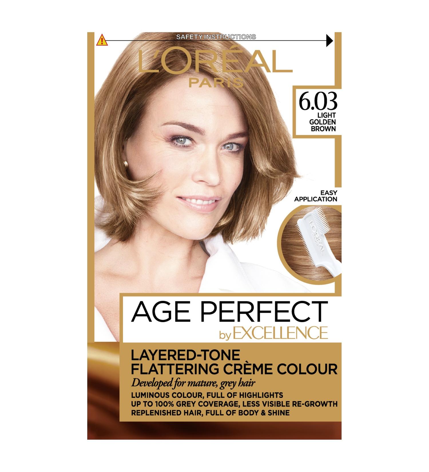 L'Oreal Excellence Age Perfect 6.03 Light Golden Brown Hair Dye - 1 Count - Buy Online on GoSupps.com