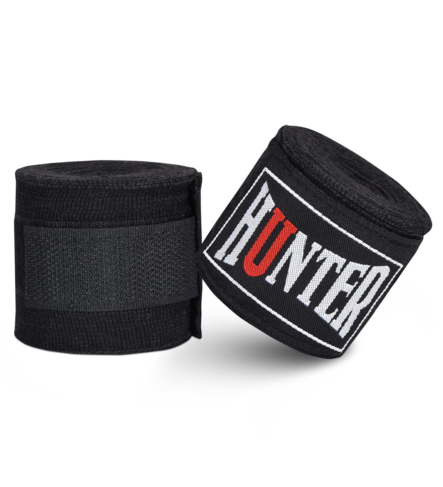 HUNTER Professional Boxing Hand Wraps - 180 inch Wrist Wraps for Men & Women - Ideal for Kickboxing, Muay Thai, MMA - Black 4.5 Meter - Buy Online on GoSupps.com