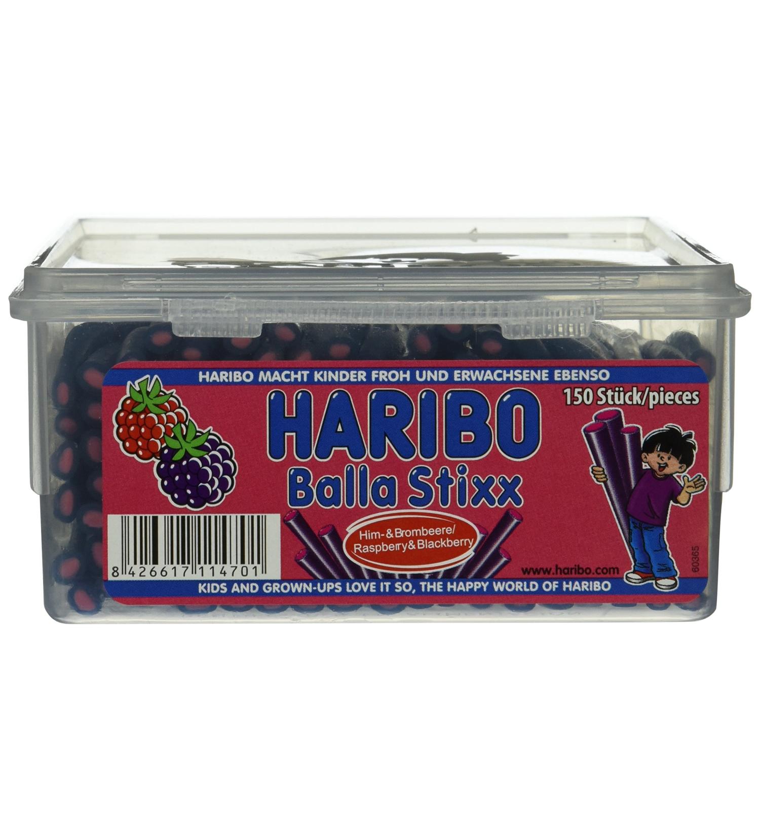 HARIBO Balla Stixx Raspberries & Blackberries - Pack of 8 (1.12 kg) | International Shipping Available - Buy Online on GoSupps.com