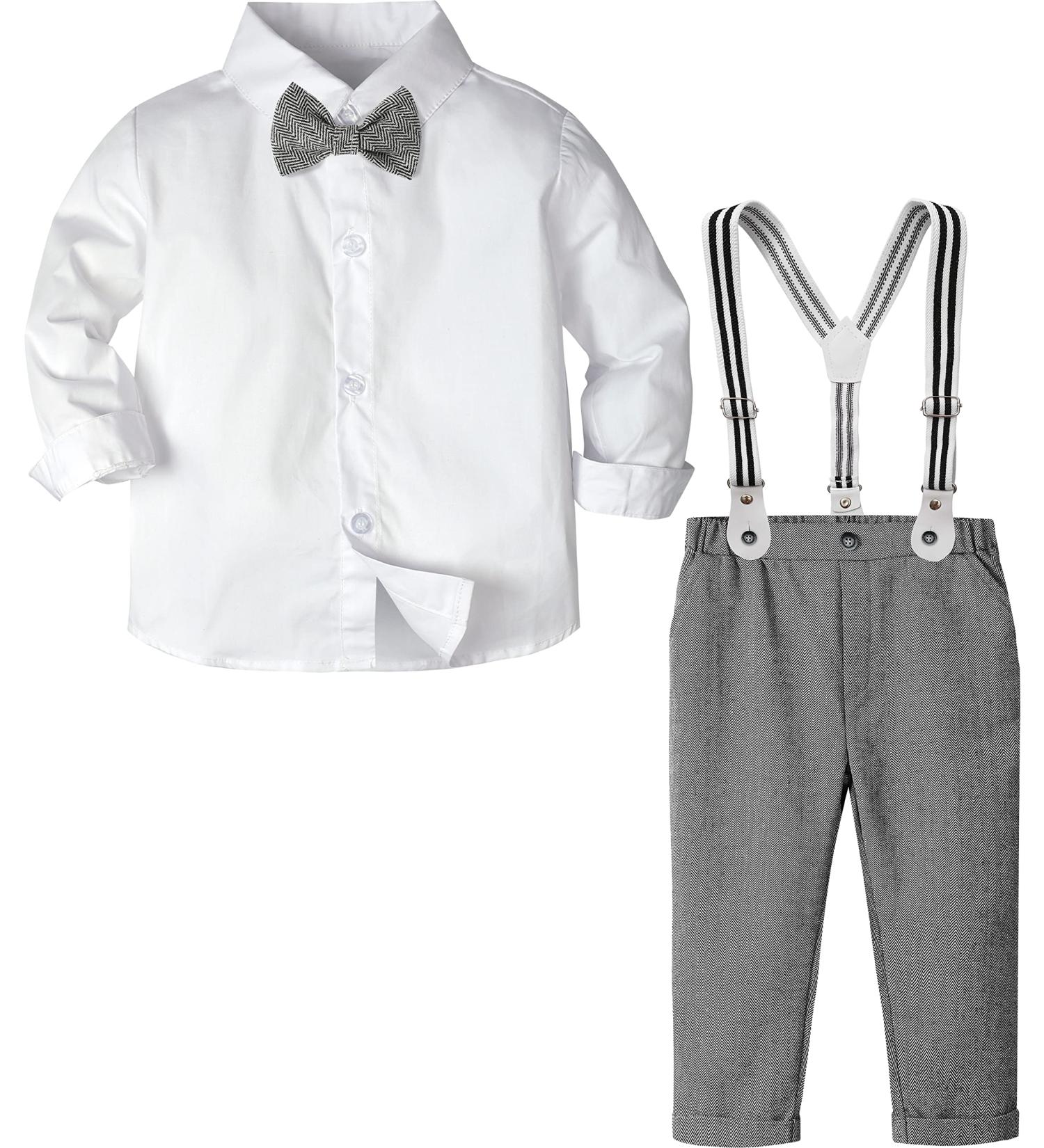 Mint Green Baby Boy 4pcs Gentleman Wedding Suit Set 3-4 Years Dark Grey - Buy Online on GoSupps.com