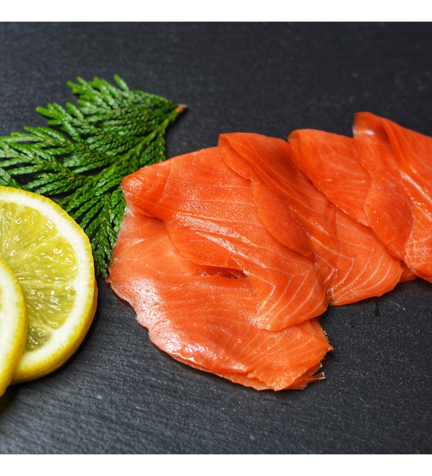 Smoked Salmon Sockeye Lox Cold Smoked Wild Caught Pacific Canadian Fish Sliced (1-lb) 454 g (Pack of 1) - Buy Online on GoSupps.com
