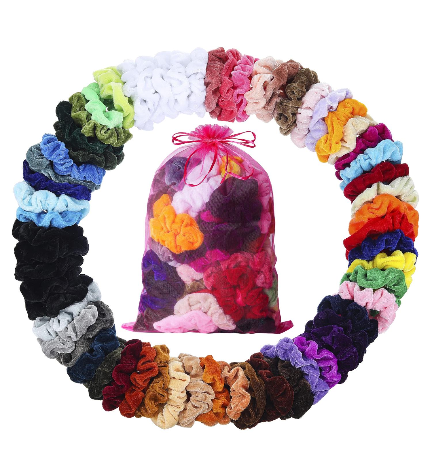 ADRIONE 60 Pack Velvet Hair Scrunchies for Women - Bulk Scrunchies for Thick Hair - Buy Online on GoSupps.com
