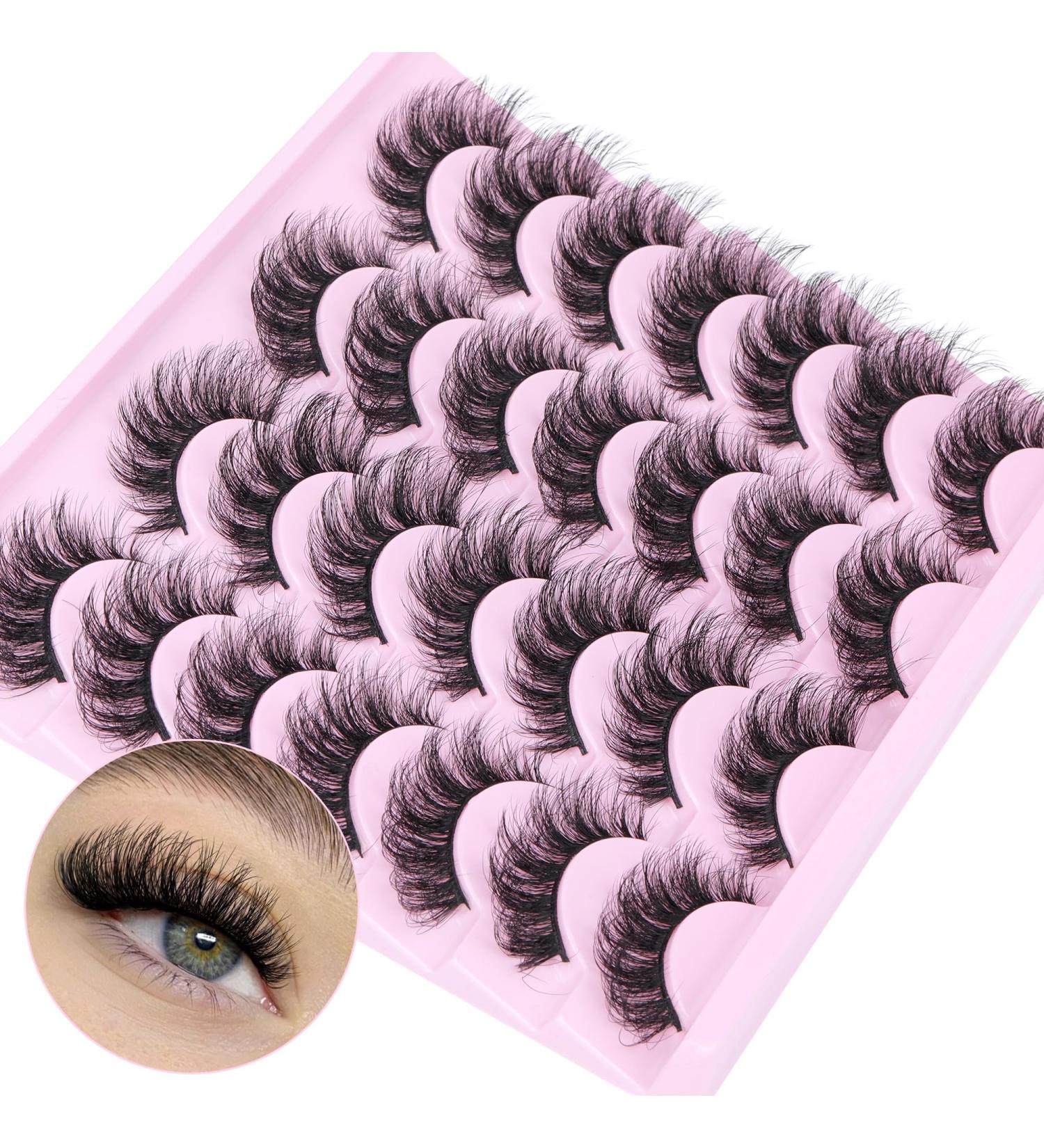 JIMIRE Russian Strip Eyelashes Cat Eye Volume Eyelashes Natural Look Like Eyelash Extensions Fluffy 16MM Thick Faux Mink Lashes 14 Pairs Pack Volume Cat Eye - Buy Online on GoSupps.com