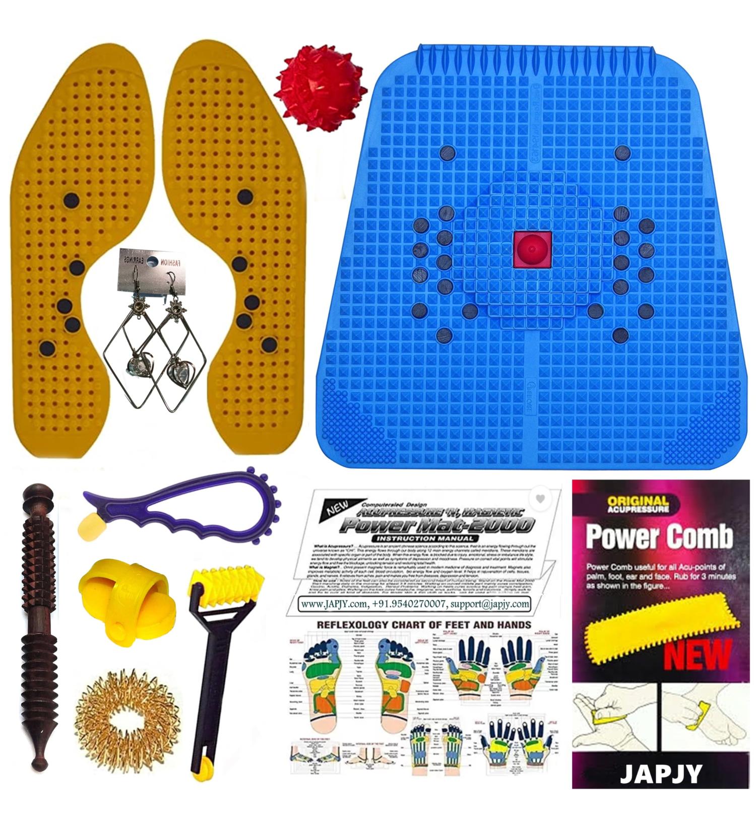 Japjy Blue Acupressure Mat Kit Full Body Relief with Magnets Pyramids & More | Sujok Massagers & Instructions Included - Buy Online on GoSupps.com