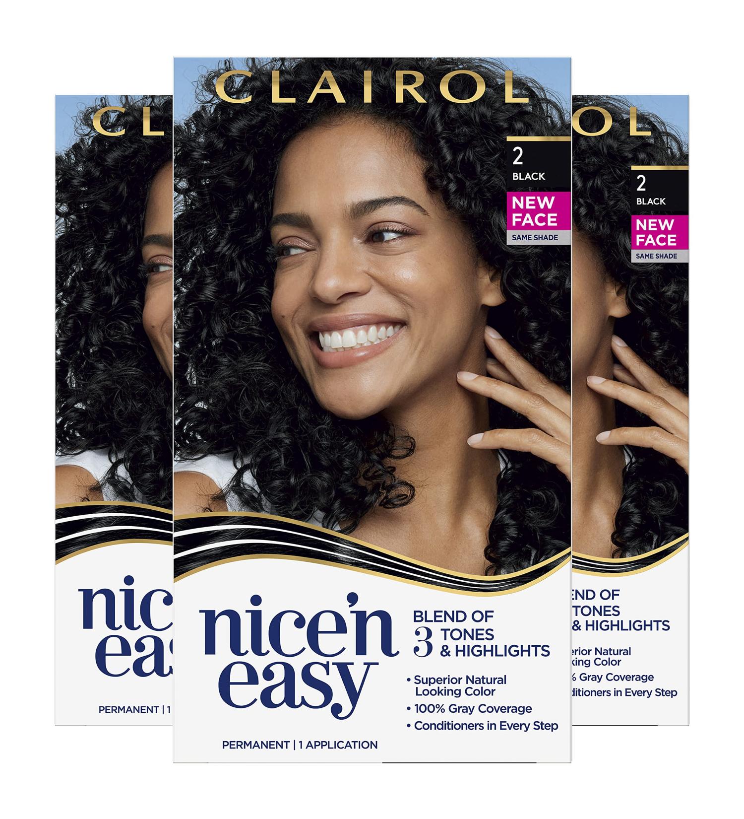 Clairol Nice'n Easy Permanent Hair Dye 2 Black - Pack of 3 - 6.26 Fl Oz - Buy Online on GoSupps.com