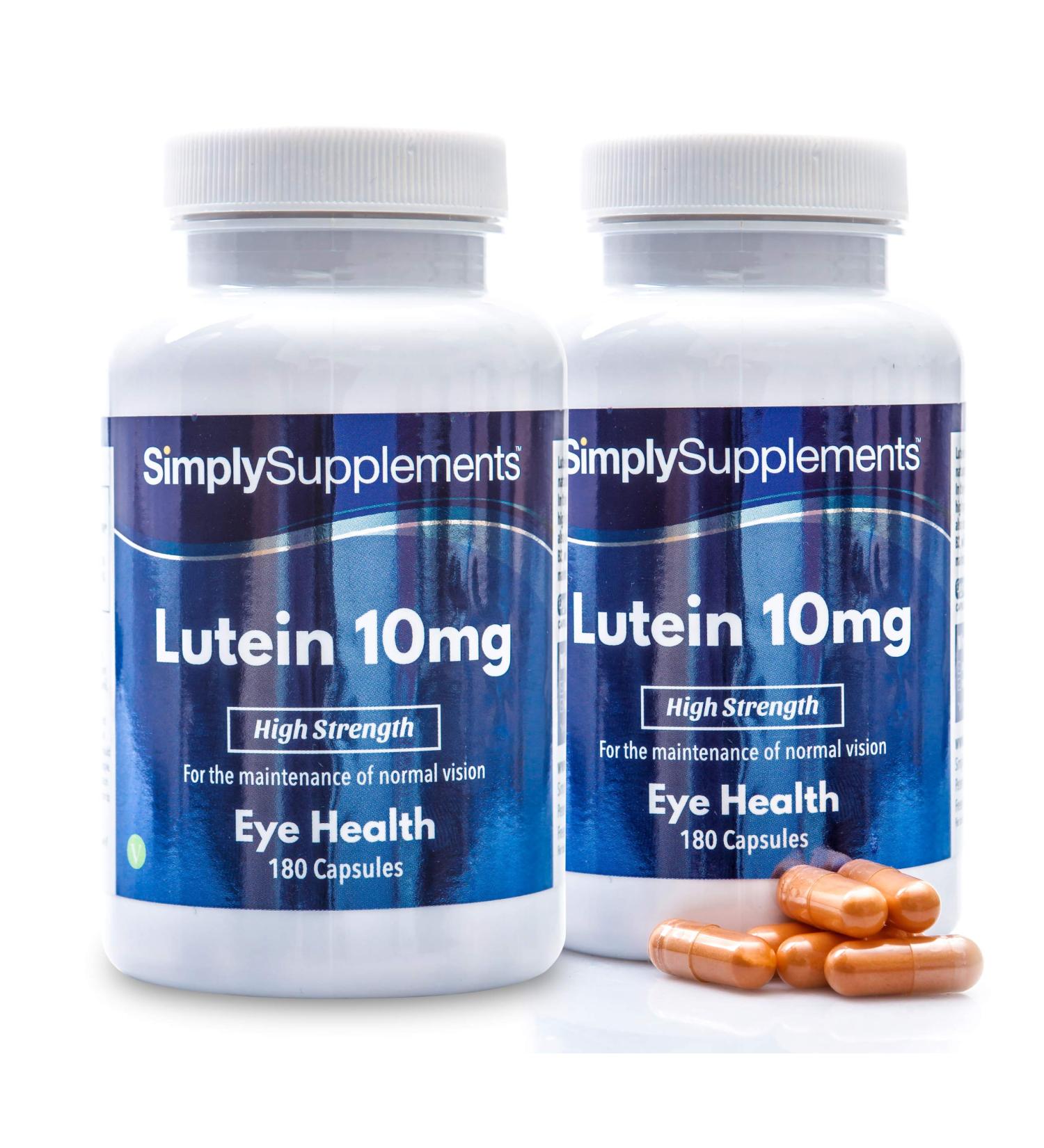 Lutein 10mg 360 Capsules - Vegan Friendly 1-Year Supply - SimplySupplements - Boost Eye Health & Vision - Buy Online on GoSupps.com