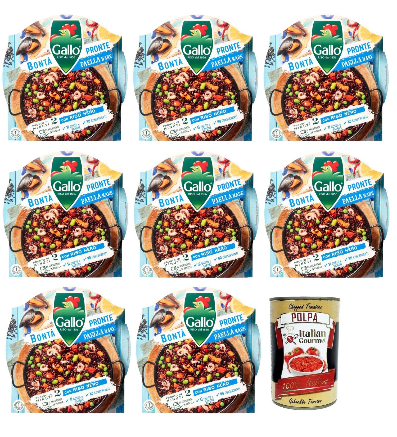  Italian Gourmet E.R. Riso Gallo Bont Pronte Paella Mare complete pre-cooked paella mix with parboiled natural rice vegetables shellfish and squid 220 g pack - Buy Online on GoSupps.com