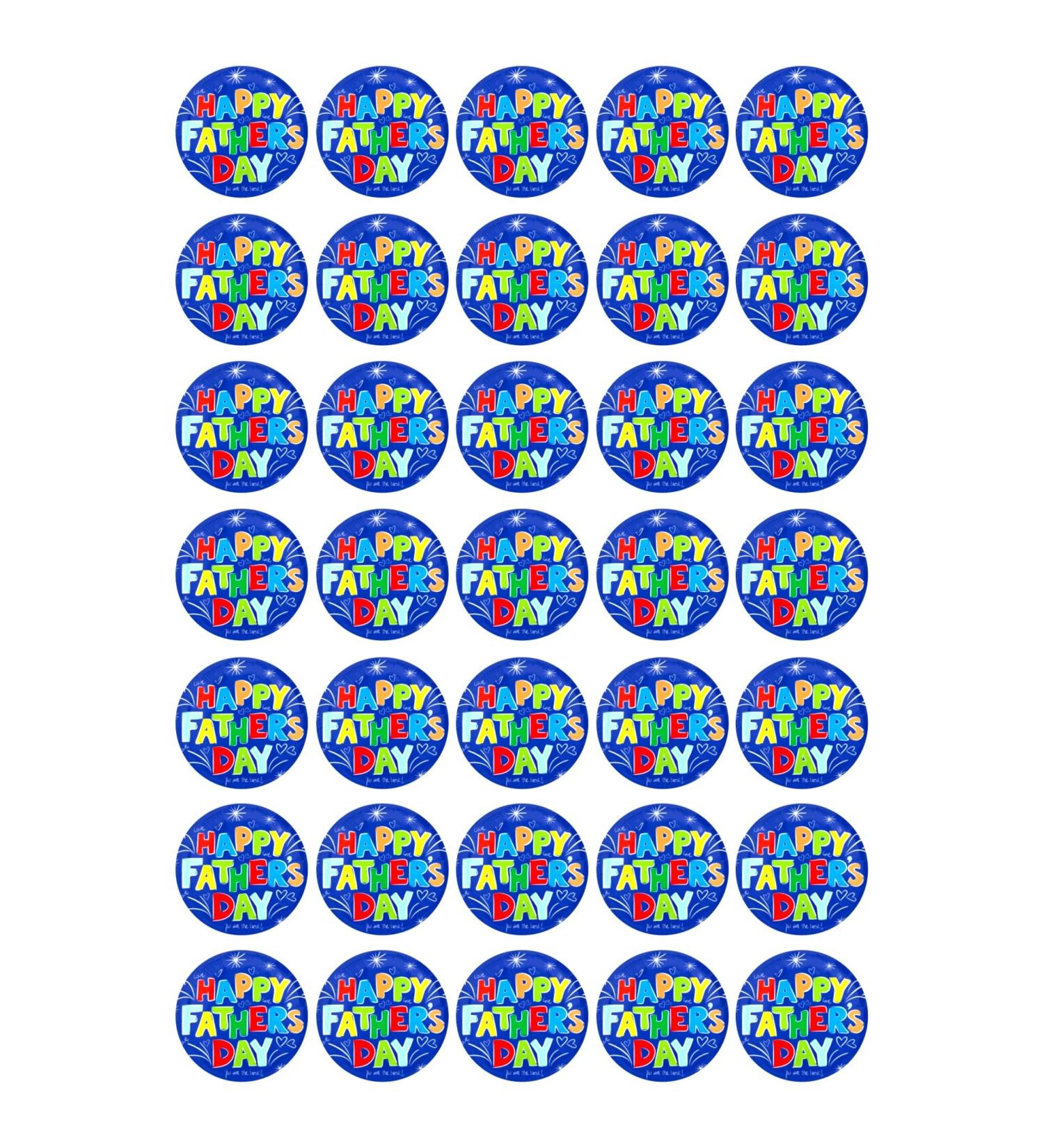 35 x Father's Day Blue Edible Wafer or Icing Cupcake Topper Fun Dad Party Cake Decorations Perfect For Brownies Cookies Muffins & More! (Premium Icing Sheet)