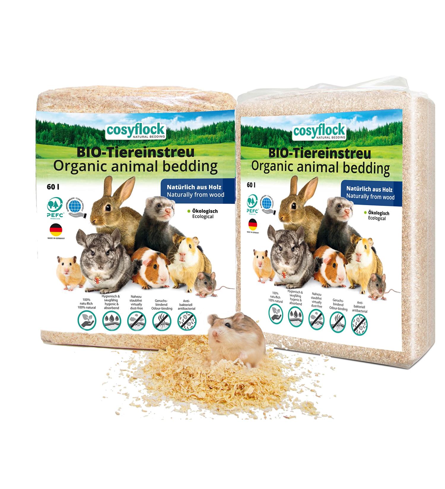 Cosypet Animal Inlet Flakes for Rabbits Hamsters & Rodents - 100% Organic Wood Litter Absorbent & Odor-Binding (6.4kg 2x3.2kg) - Buy Online on GoSupps.com