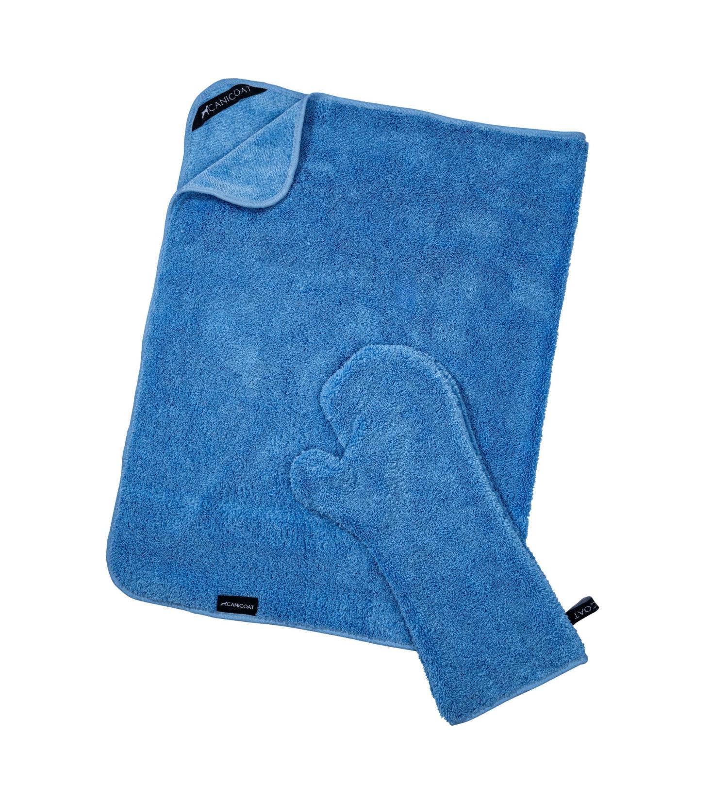 Canicoat Dog Towel SECCARE Set with Glove - Oeko-Tex Certified Fast Drying Microfiber (S/M Blue) - International Shipping Available - Buy Online on GoSupps.com