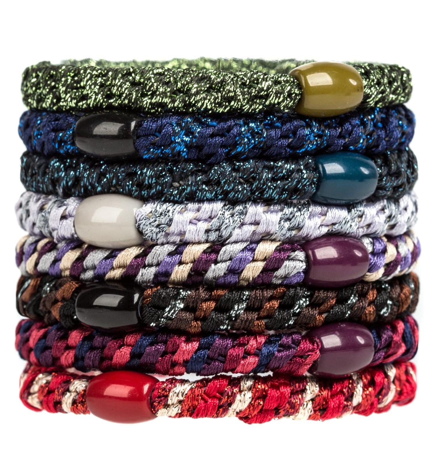 Axen 8pcs Elastic Hair Ties for Women & Girls | Soft Woven Cotton Ponytail Holders for Thick & Curly Hair | Stylish Mixed Colors - Buy Online on GoSupps.com