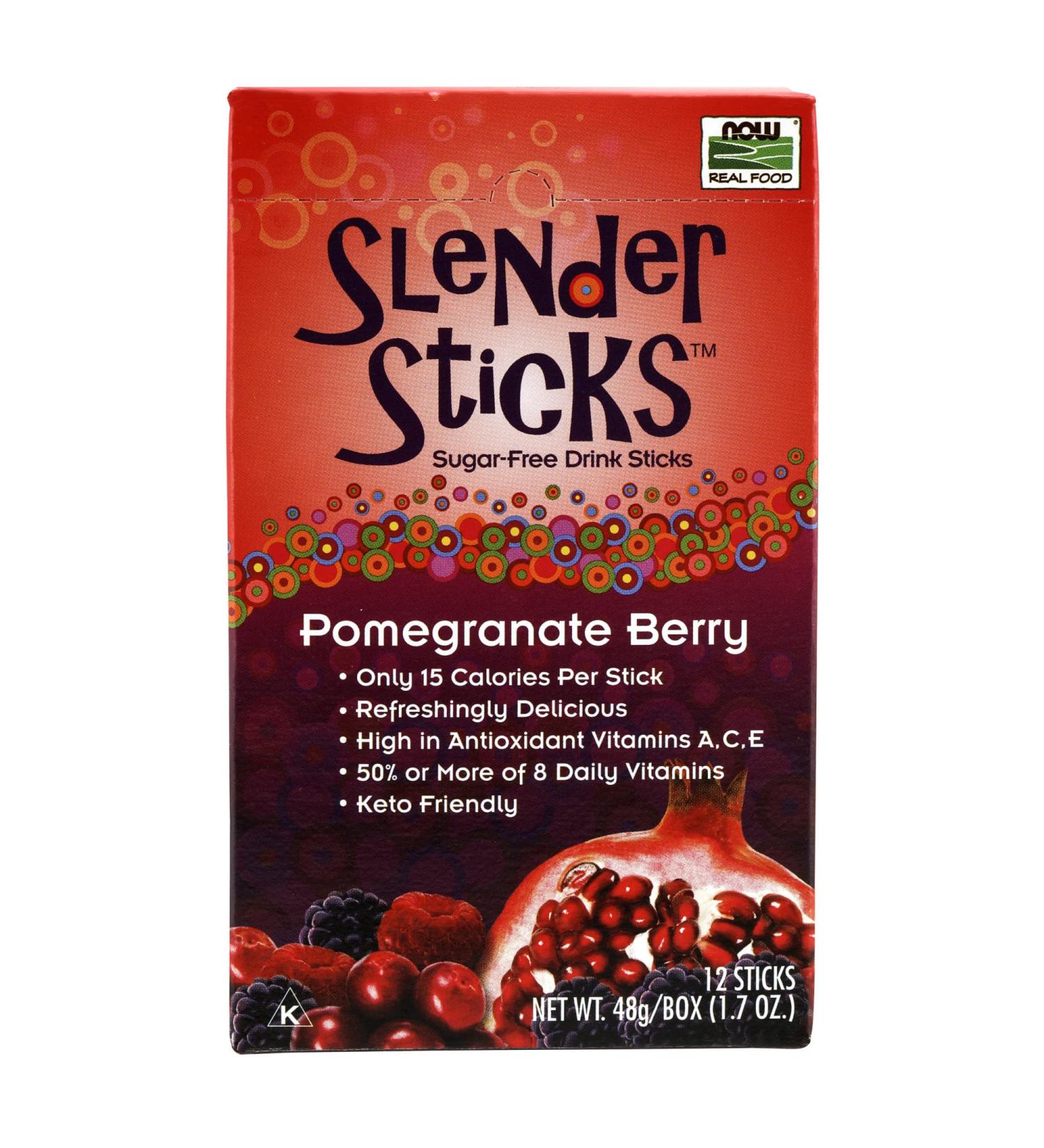 Now Foods Slender Sticks Pomegranate Berry - 12 Sticks (4g Each) | Healthy Snack Option - Buy Online on GoSupps.com