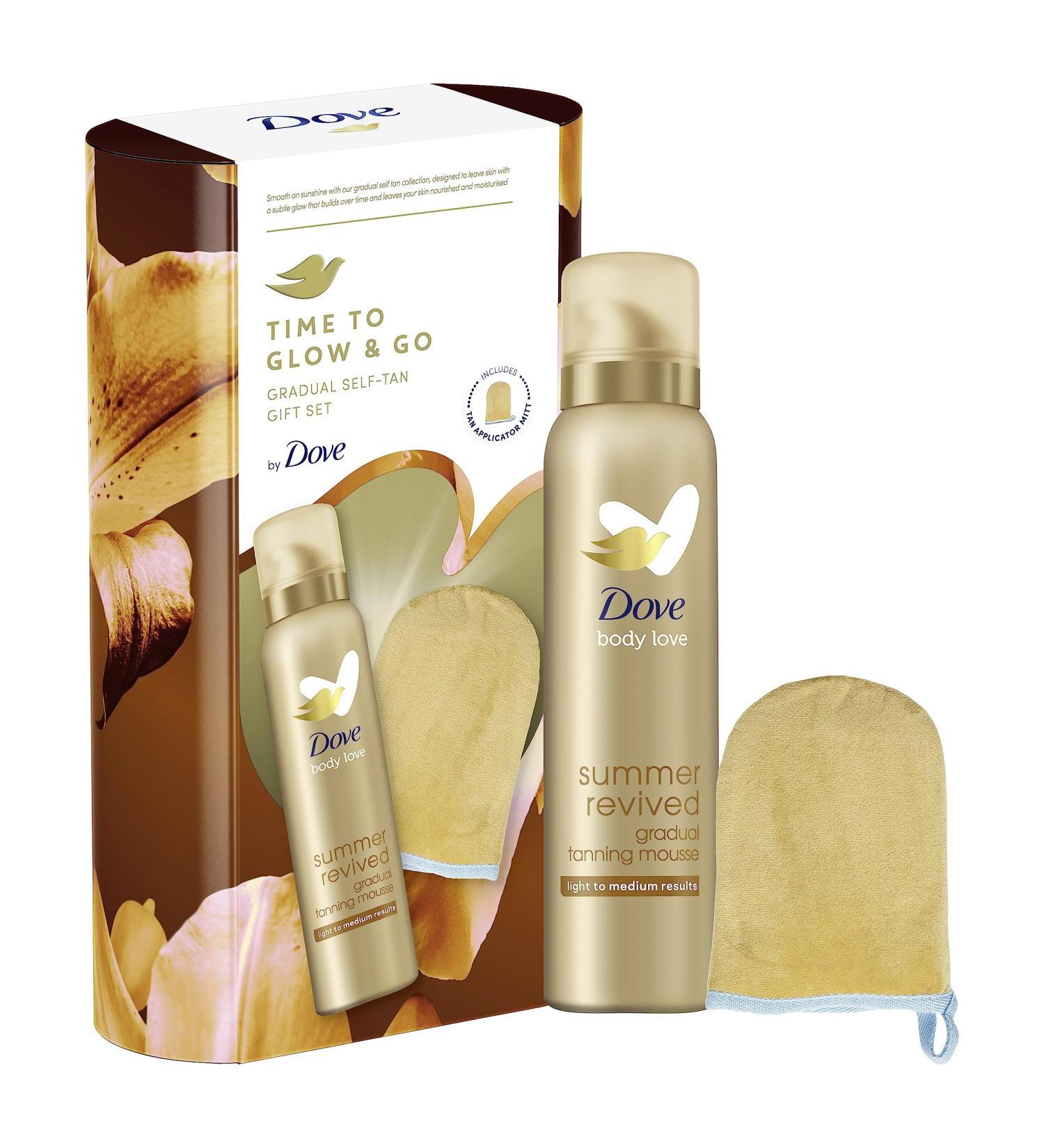 Dove Time to Glow and Go Gradual Self-Tan Gift Set with Tan Applicator Mitt - 1 Piece - Buy Online on GoSupps.com