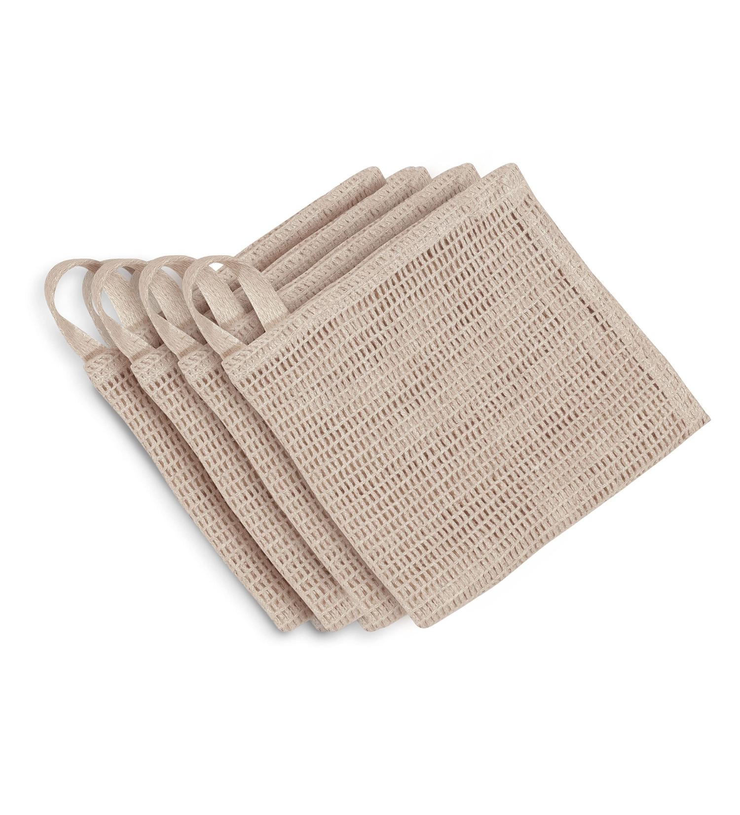 Bean Products Hemp Washcloth - Loose Weave Design for Effective Cleaning - Open Knit Exfoliating Wash Cloth - Fast Drying Hemp & Organic Cotton - 10 x 12 4 Pack - Buy Online on GoSupps.com