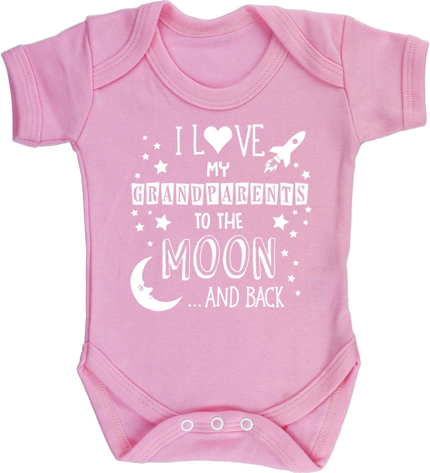 Hippowarehouse I Love My Grandparents to the Moon and Back (Pink) baby vest bodysuit (short sleeve) boys girls
