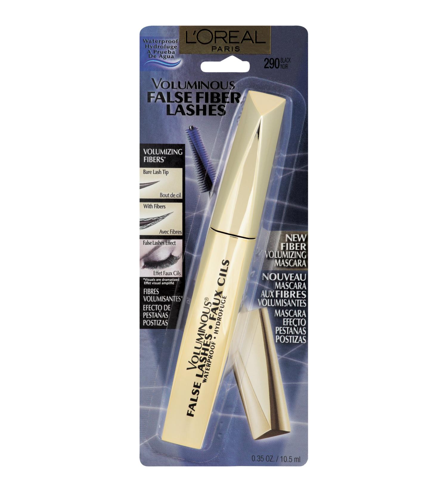 L'Oreal Paris Voluminous False Fiber Lashes Waterproof Mascara  290 Black  0.35 Fluid Ounce