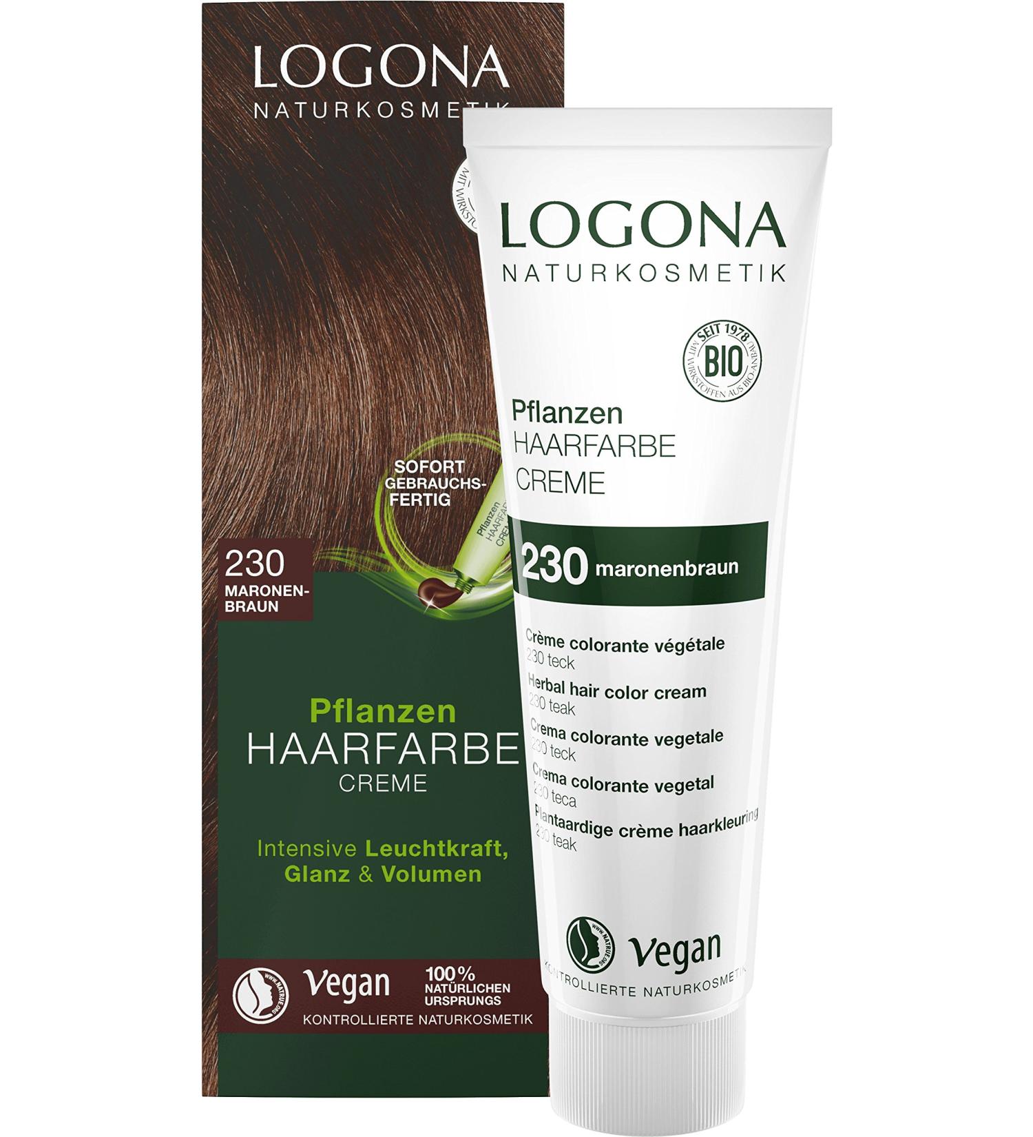 LOGONA Natural Cosmetics Herbal Hair Color Cream 230 Chestnut Brown Natural Brown with Henna 150 ml