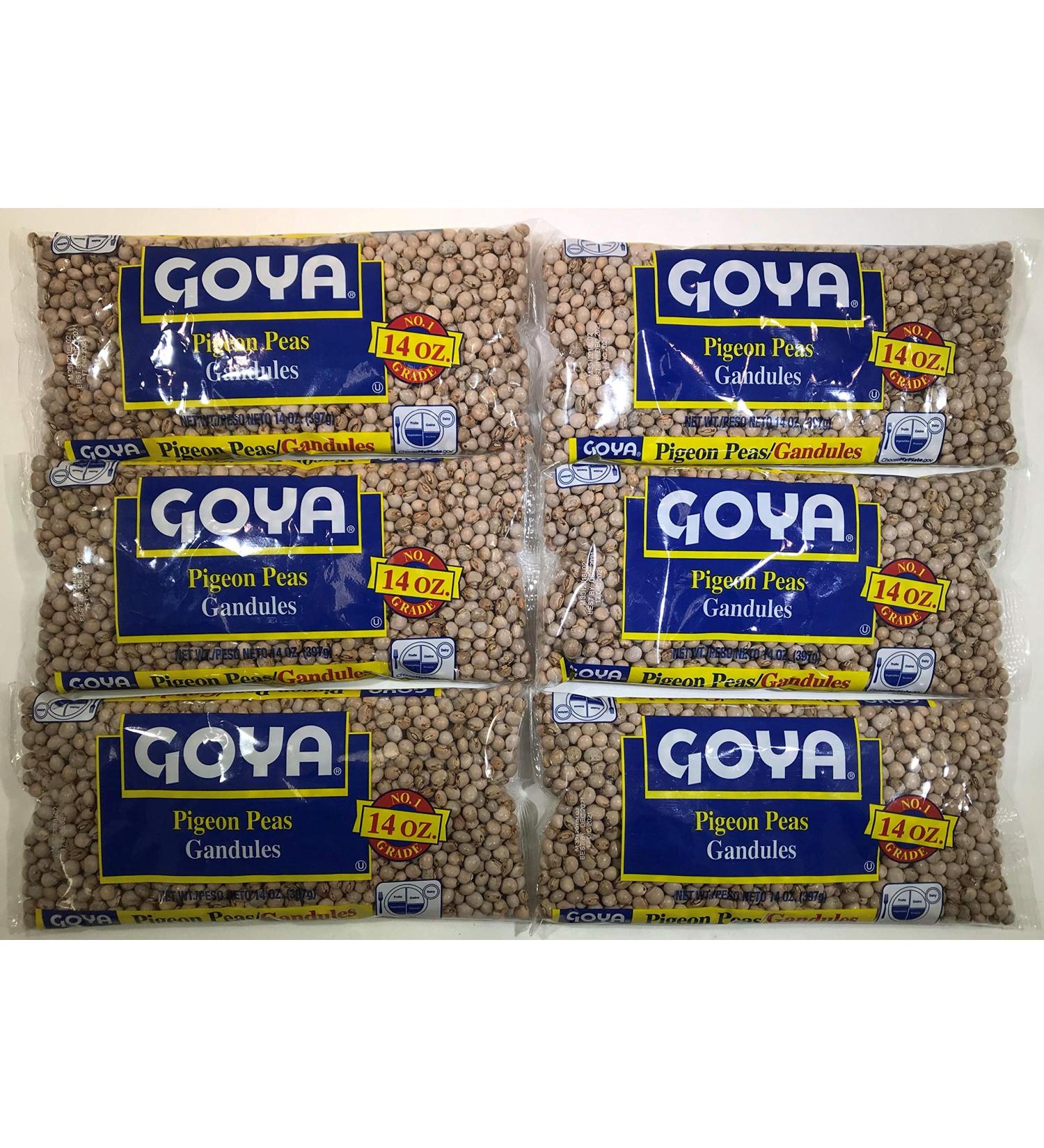 Goya Pigeon Peas 14 oz (Pack of 6) - Gandules 14 oz Bags - Authentic Hispanic Ingredient - Buy Online on GoSupps.com