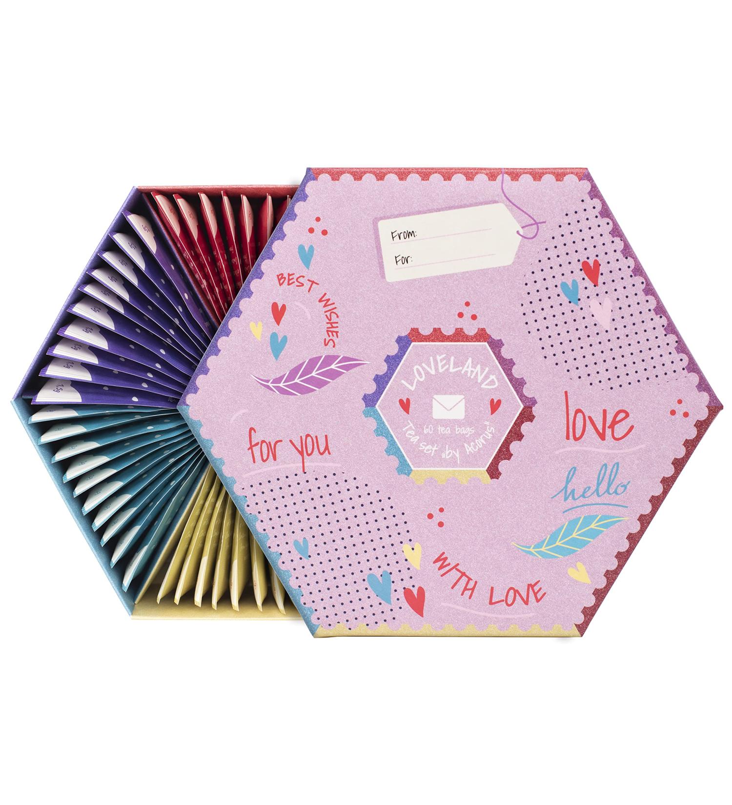 Acorus Liebeland Tea Set | Natural 6 Flavor Tea Selection Box | Perfect Gift for Birthdays | Large Tea Box with 60 Herbal Tea Bags - Buy Online on GoSupps.com