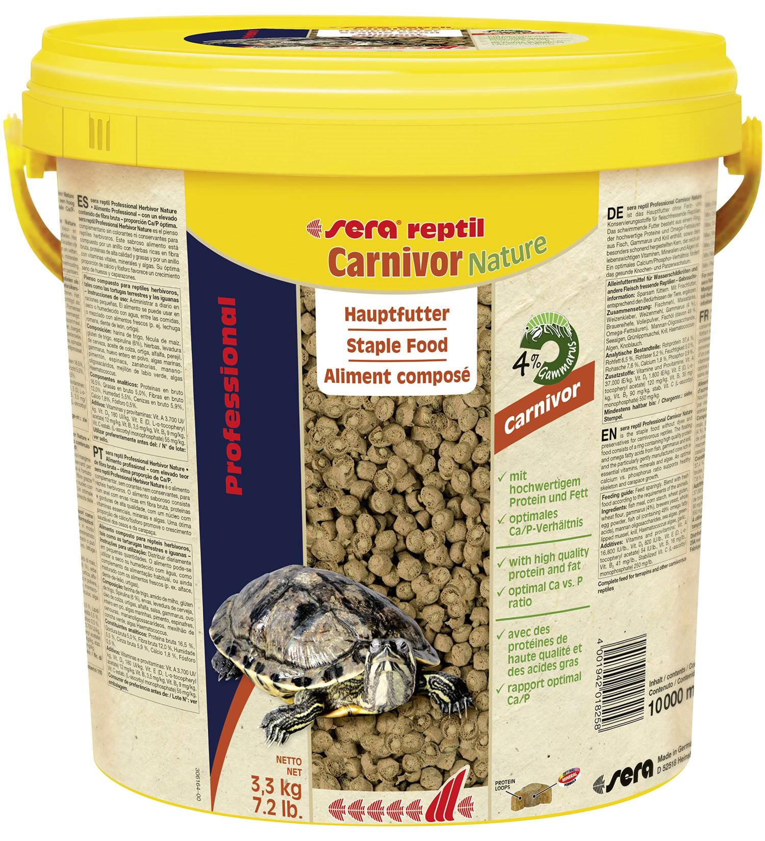 Sera Reptil Professional Carnivor Nature 10L - Premium Two-Component Feed for Carnivore Reptiles & Water Turtles - 3.3kg - Buy Online on GoSupps.com