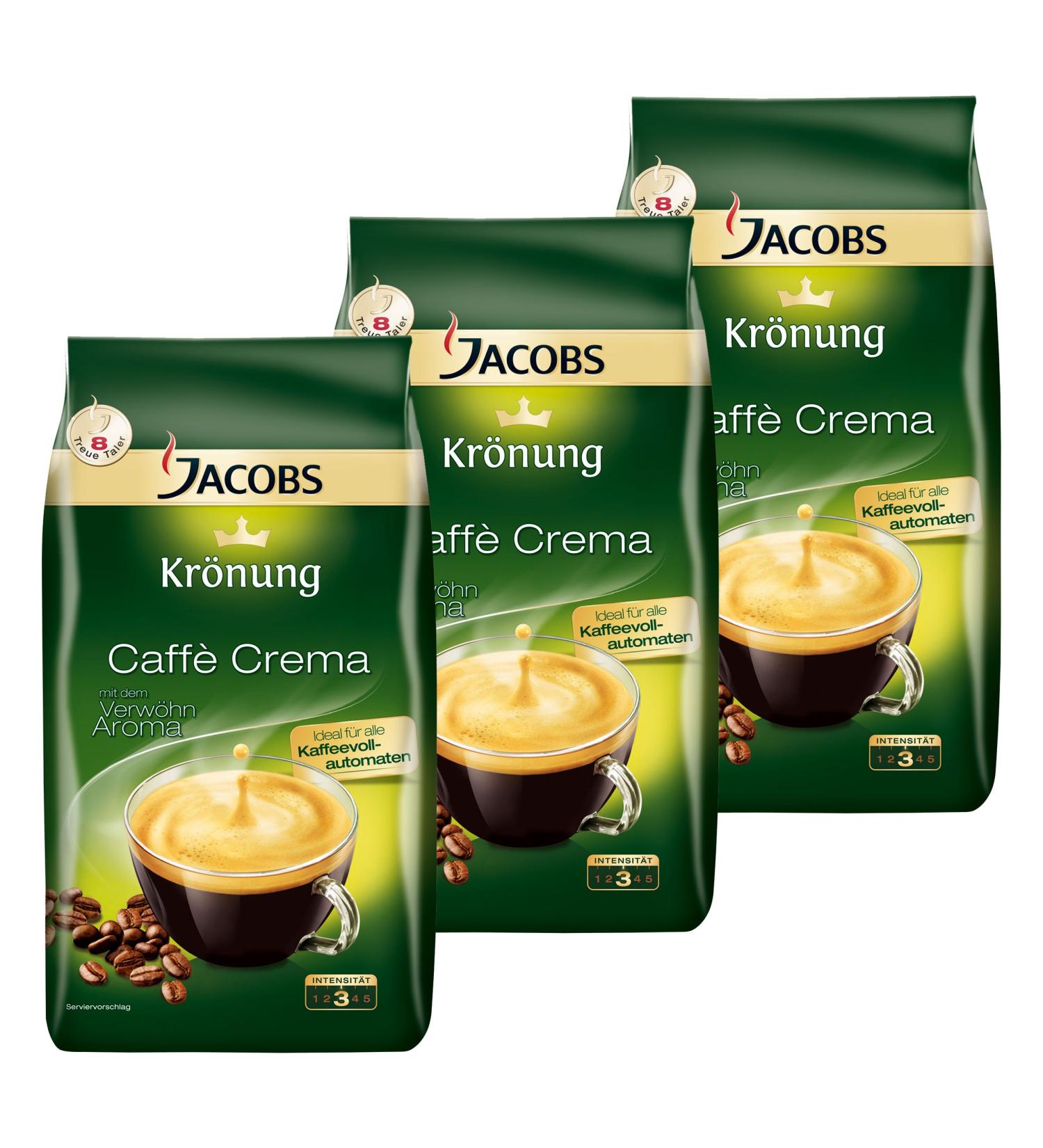 Jacobs Kr nung Caff Crema Lot de 3 r st Caf Grains de caf Ensemble Grains de caf 3 x 1000 g