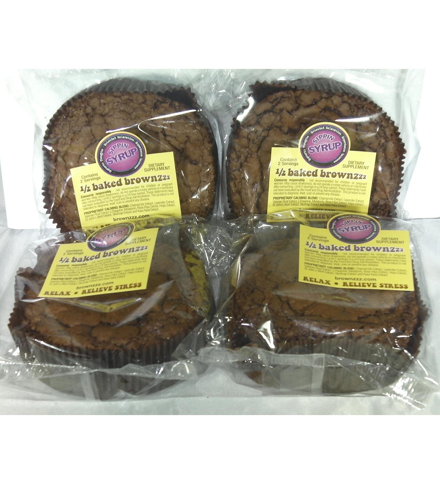 1/2 Baked Brownzzz - Relax and Stress Relief Supplement - Box of 4 - Chamomile, Lavender, Valerian, St. John's Wort - Buy Online on GoSupps.com