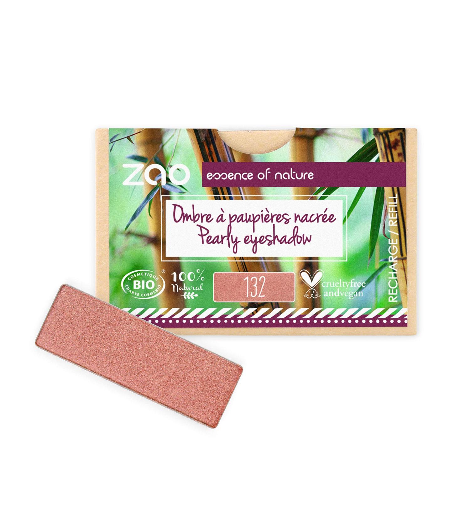 ZAO essence of nature - Pearly Rectangle Eyeshadow Refill 132 Peach Pink - 1.3 gr