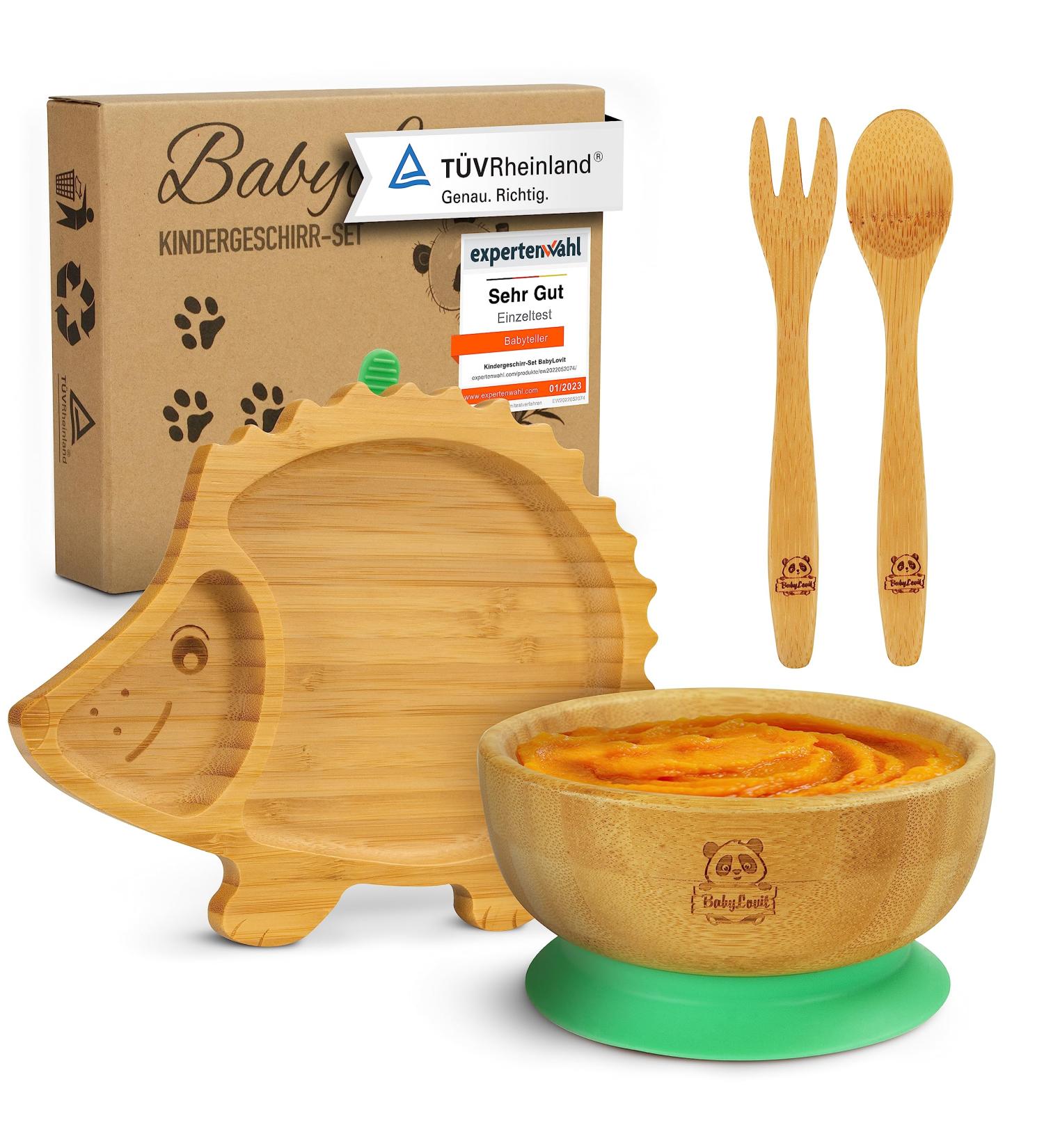 Babylovit Baby Dishes with Suction Cup - Stress-Free Bamboo Plates & Bowl for Kids | Perfect Dining Phase Accessories - Buy Online on GoSupps.com