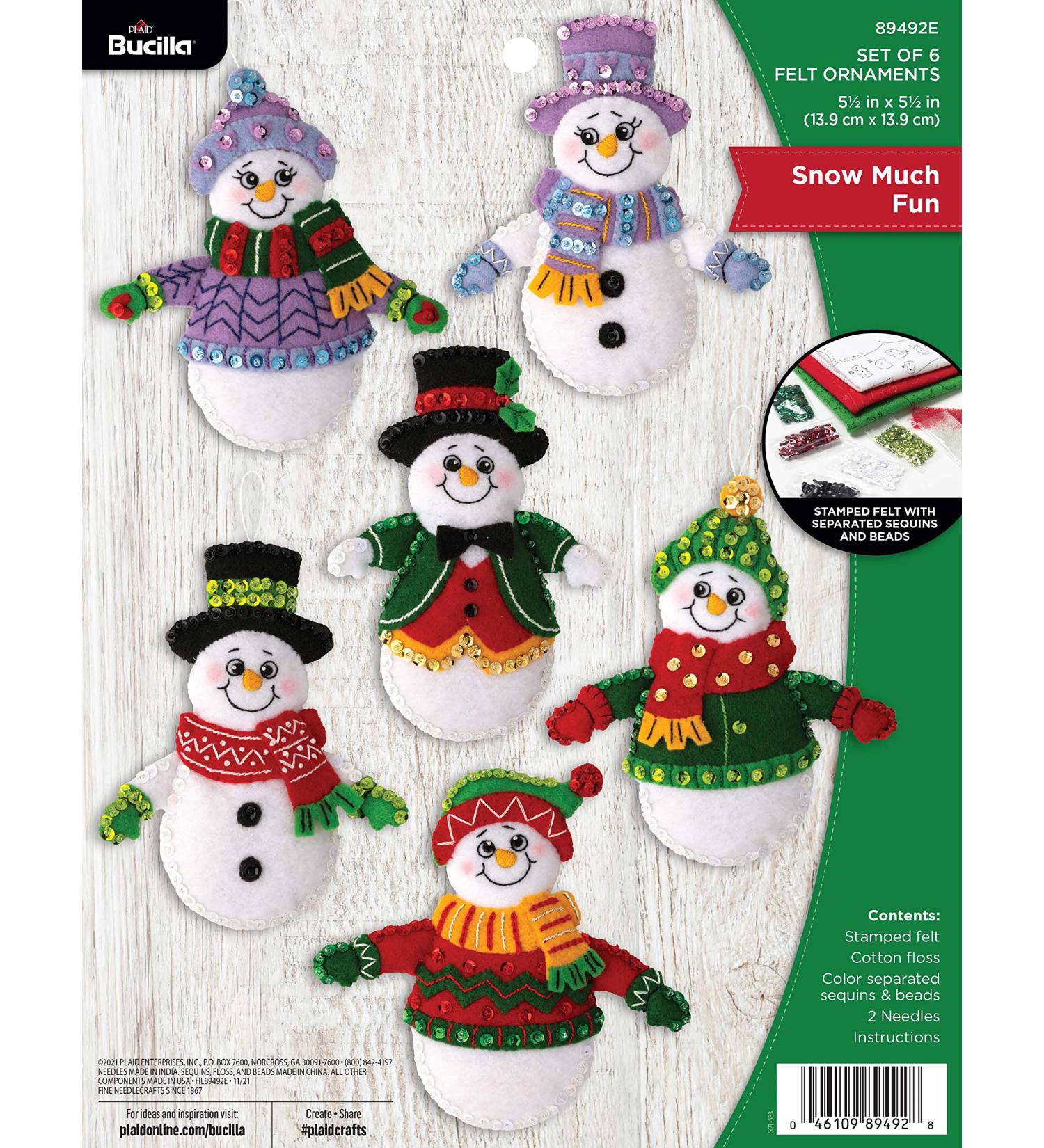 Bucilla Snow Much Fun Set of 6 Felt Applique Ornament Making Kit - DIY Needlepoint Arts and Crafts - Buy Online on GoSupps.com