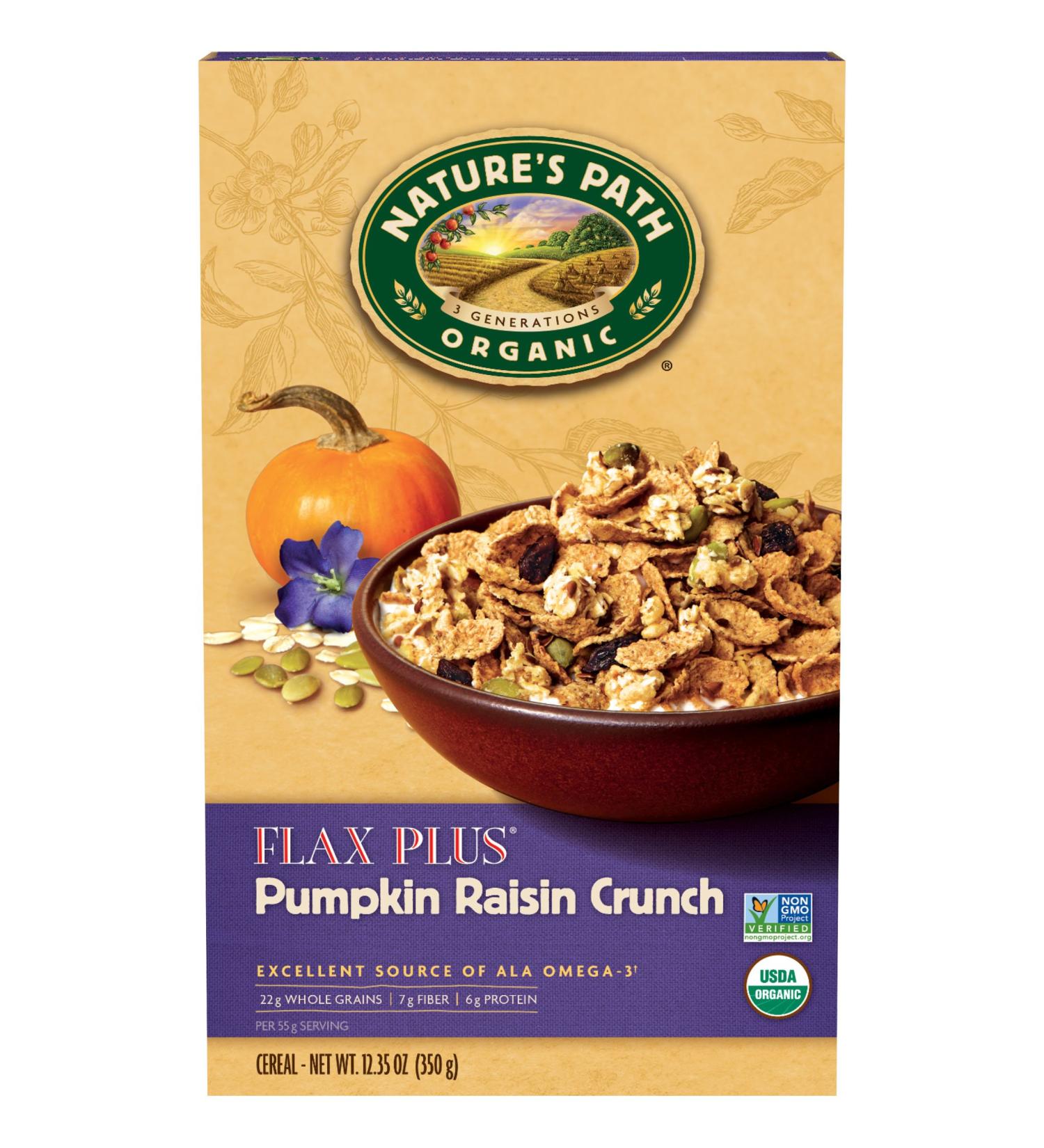 Nature's Path Organic Flax Plus Pumpkin Raisin Crunch Cereal - 12.35 oz (Pack of 6) | Healthy Breakfast Choice - Buy Online on GoSupps.com
