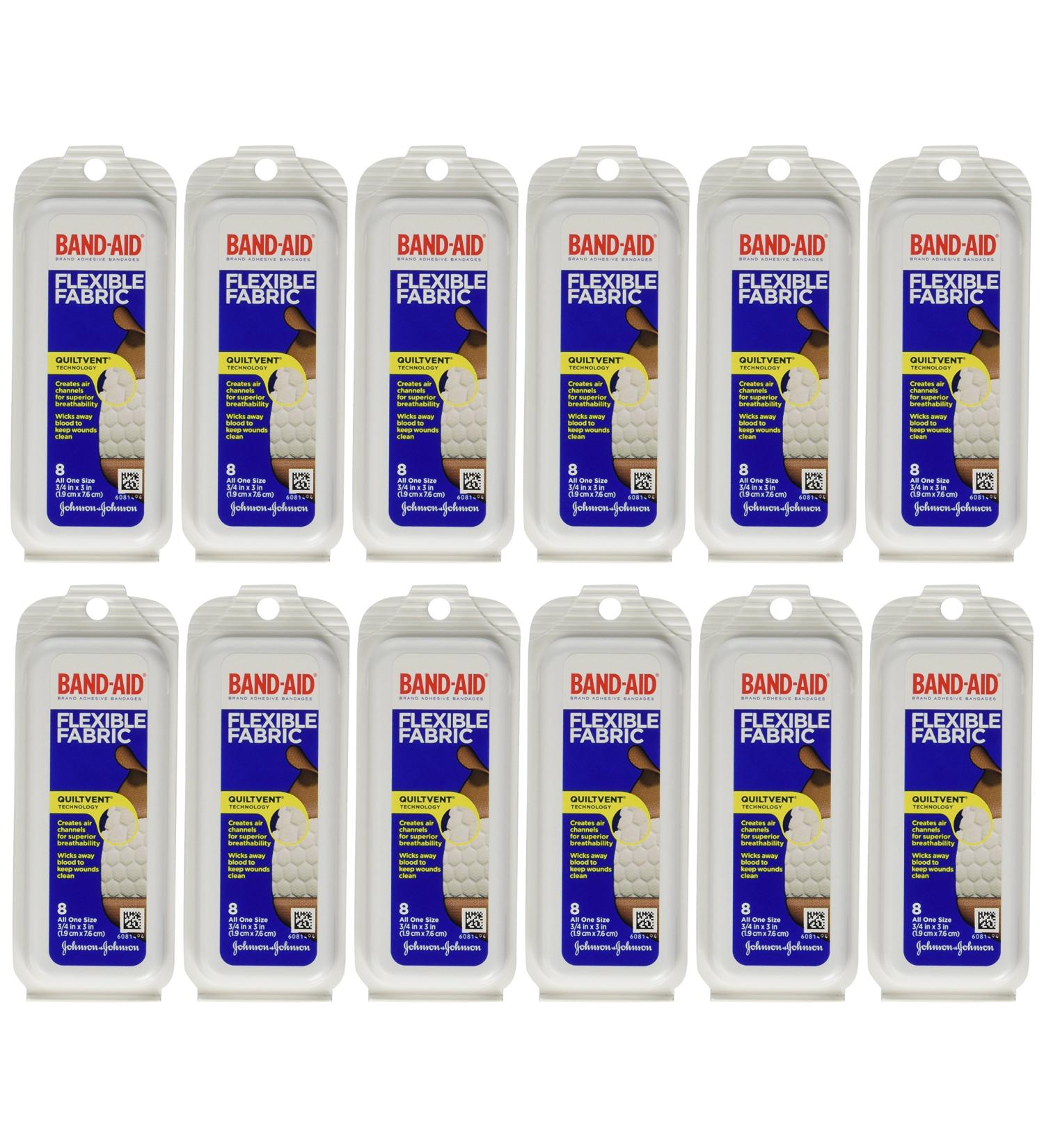 Band-Aid Flex Fabric Travel Pack - 8 Count Pack of 12